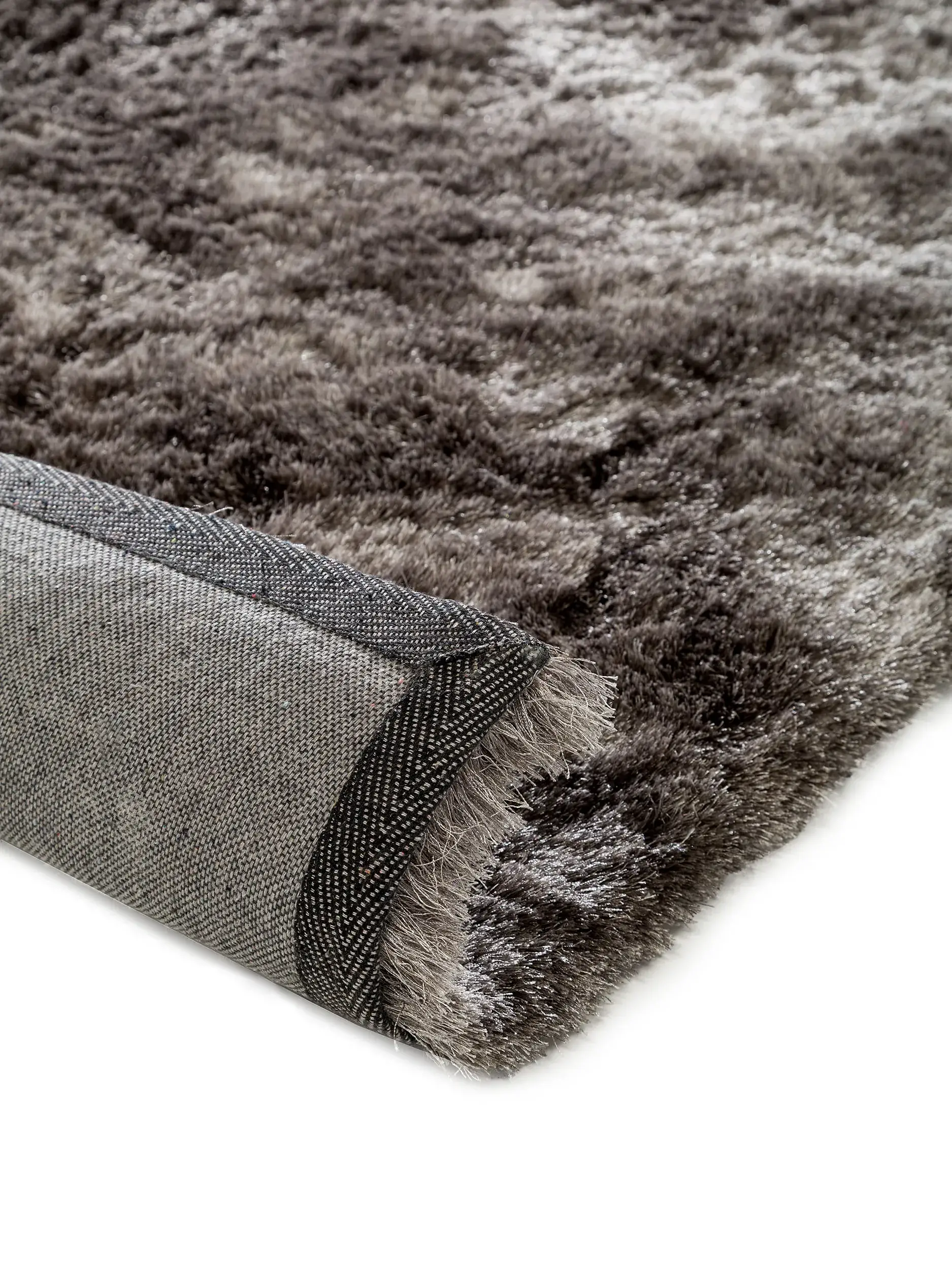 Teppich aus 100% Polyester in Grau mit 100% Polyester hohem Flor von benuta Nest