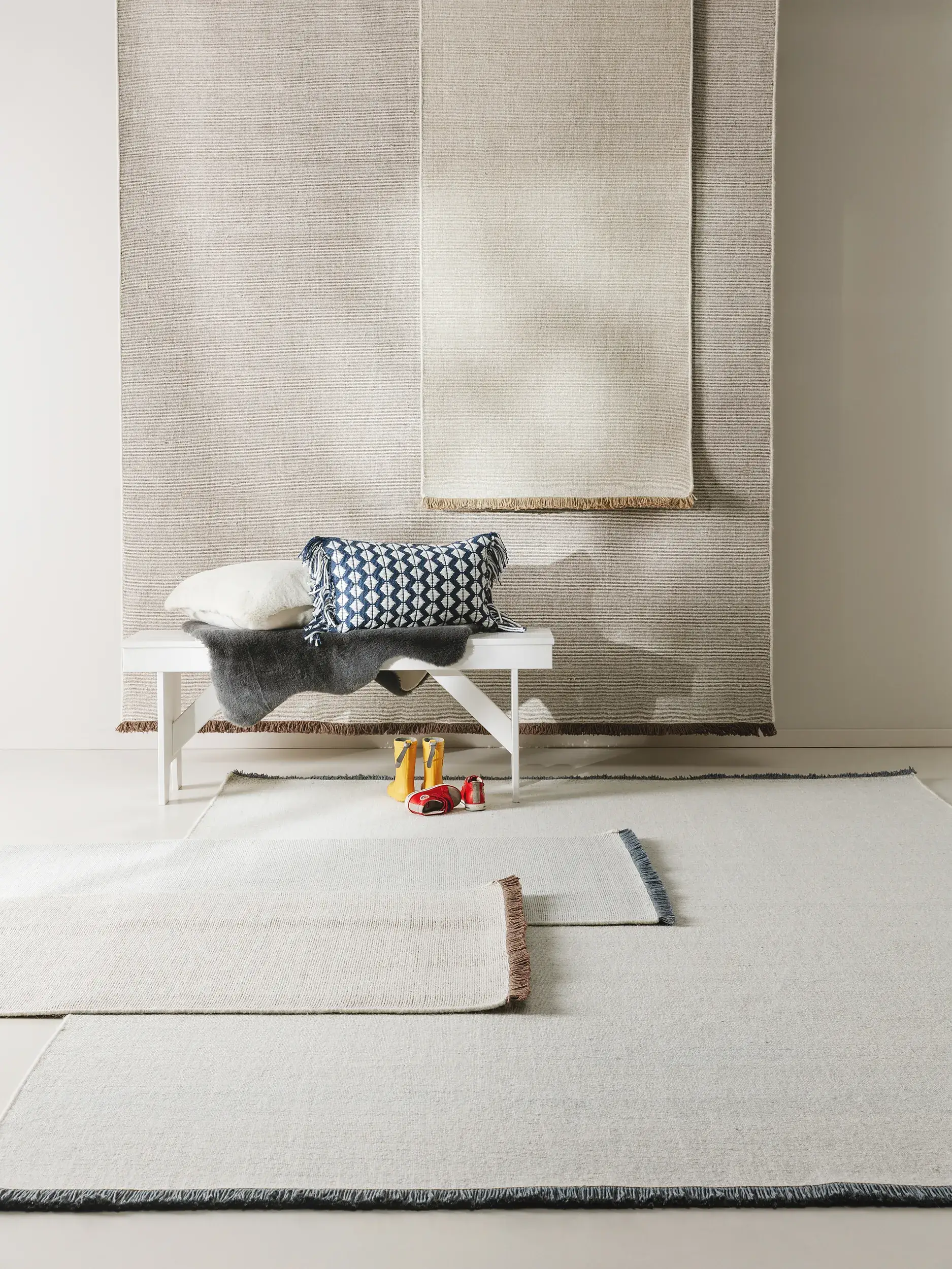 Teppich aus 70% Wolle, 30% Baumwolle in Blau mit 70% Wolle, 30% Baumwolle hohem Flor von benuta Nest