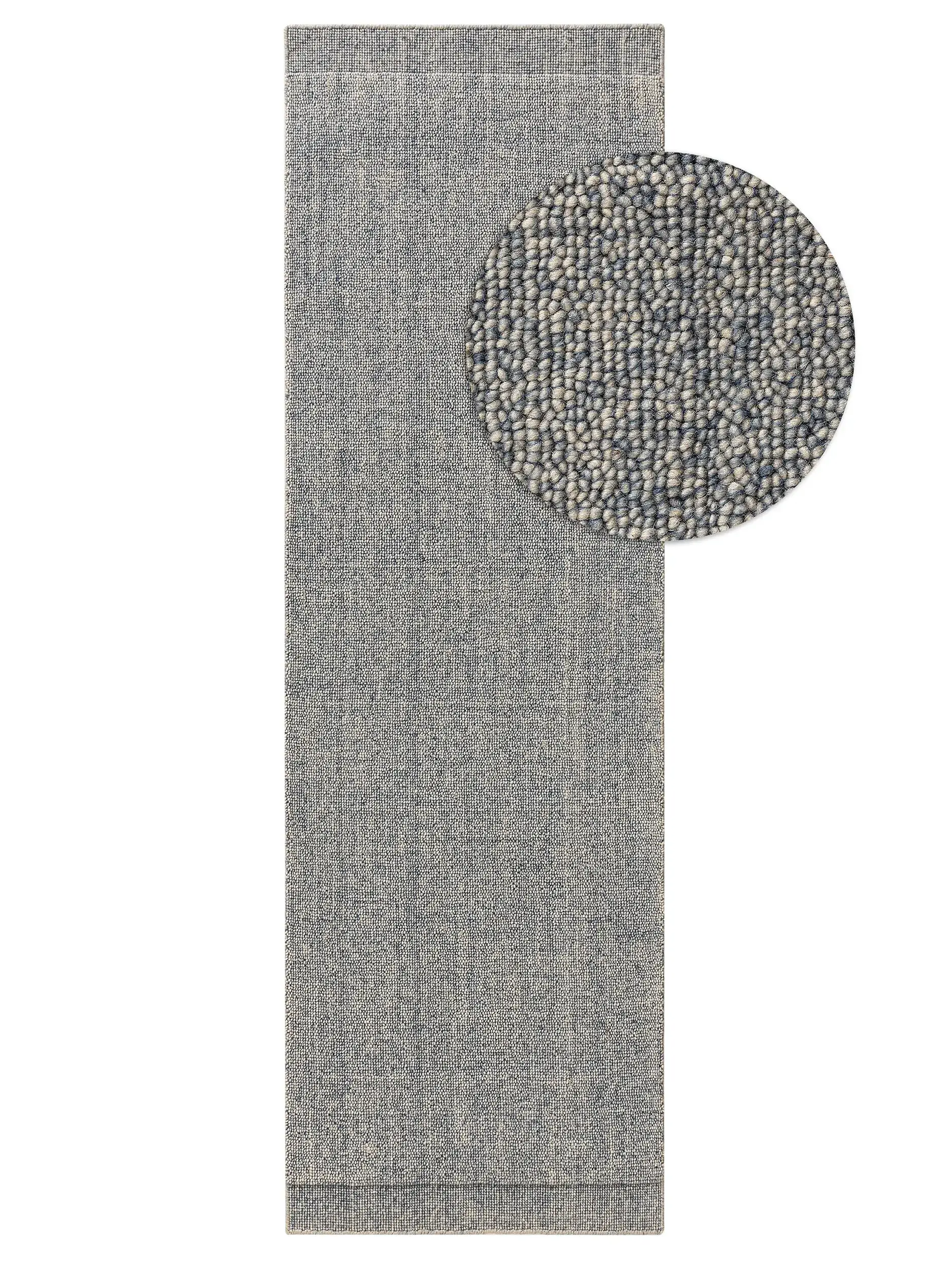 Teppich aus 80% Wolle, 20% Baumwolle in Blau mit 80% Wolle, 20% Baumwolle hohem Flor von benuta Pure