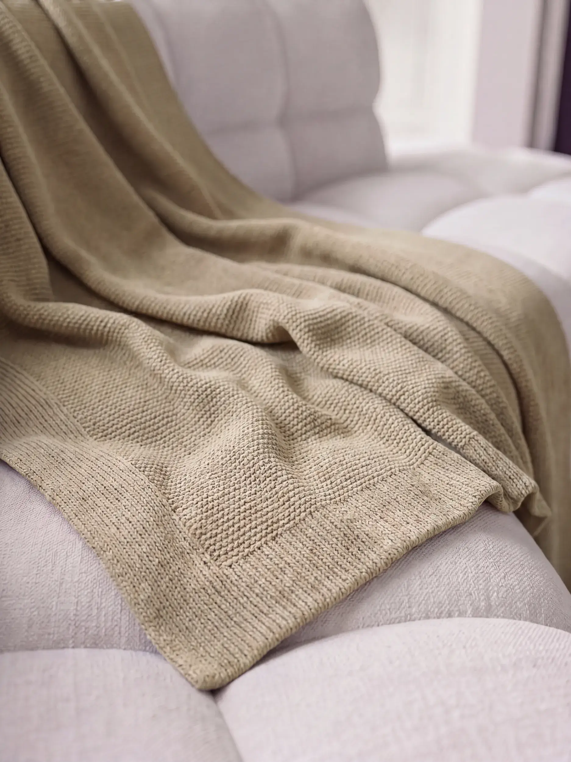 Katoenen deken Helma Beige van benuta Pure