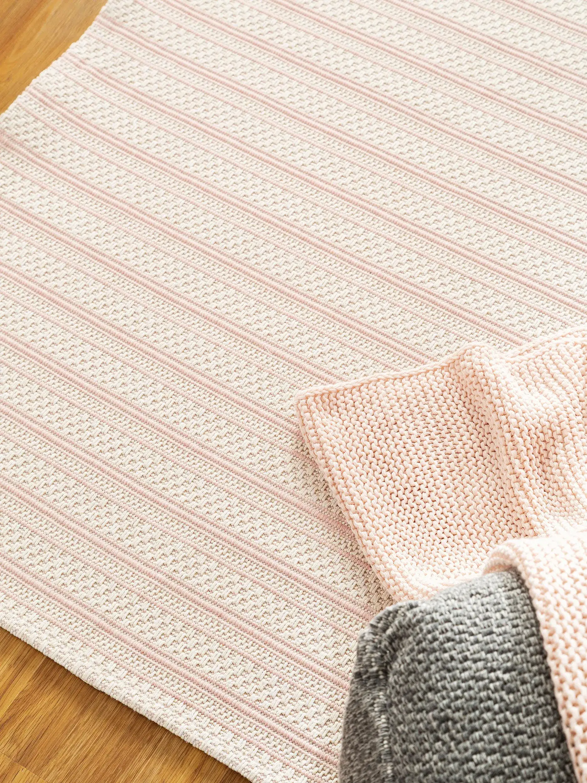 Teppich aus 100% Baumwolle in Rosa mit 100% Baumwolle hohem Flor von benuta