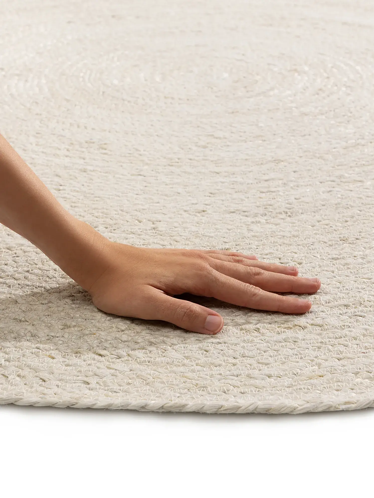 Teppich aus 100% Jute in Weiß mit 100% Jute hohem Flor von benuta Pure