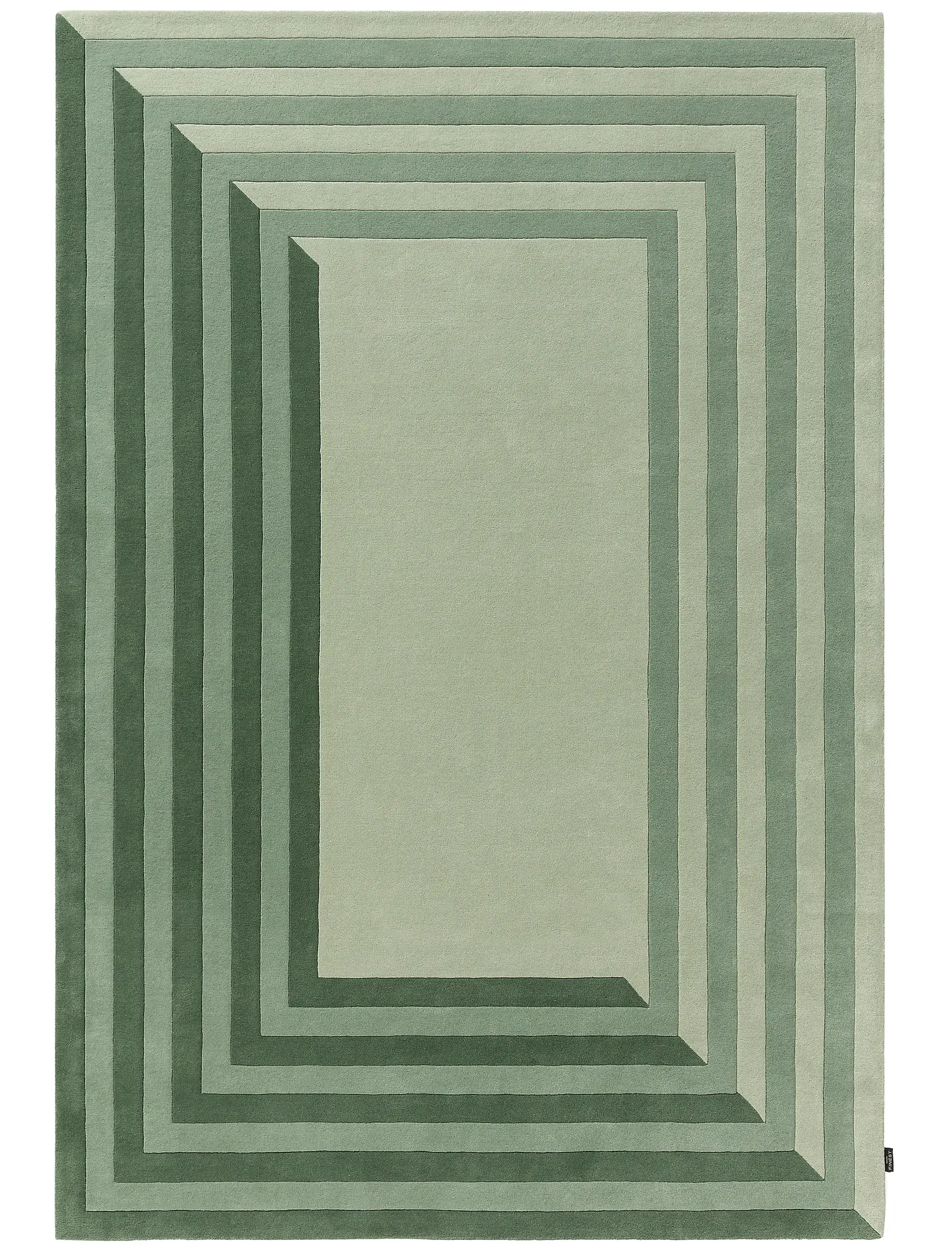 Tapis en 100% Laine en Vert avec une pile de 100% Laine de hauteur de benuta Finest