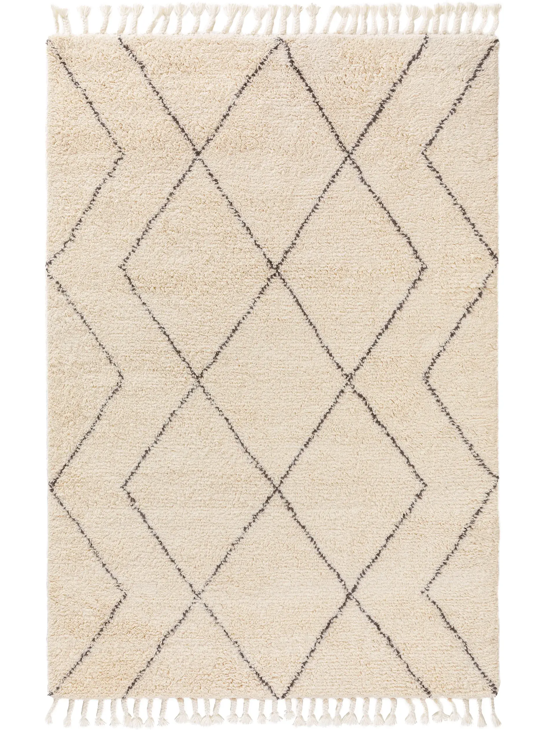 Matta av 100% Ull i Beige med 100% Ull hög lugg från benuta Finest