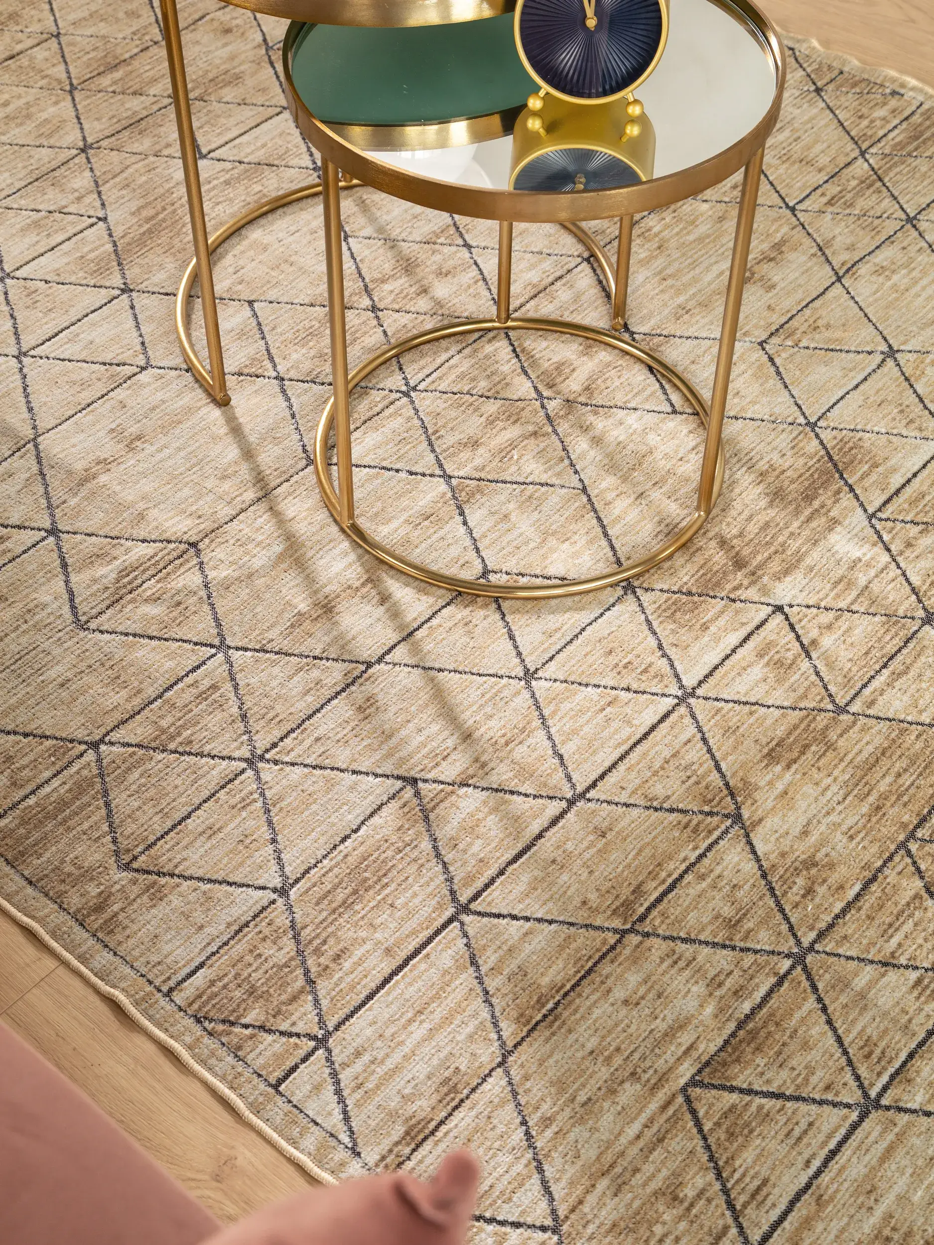 Rug made of 100% Polyester in Beige with a 100% Polyester high pile by benuta