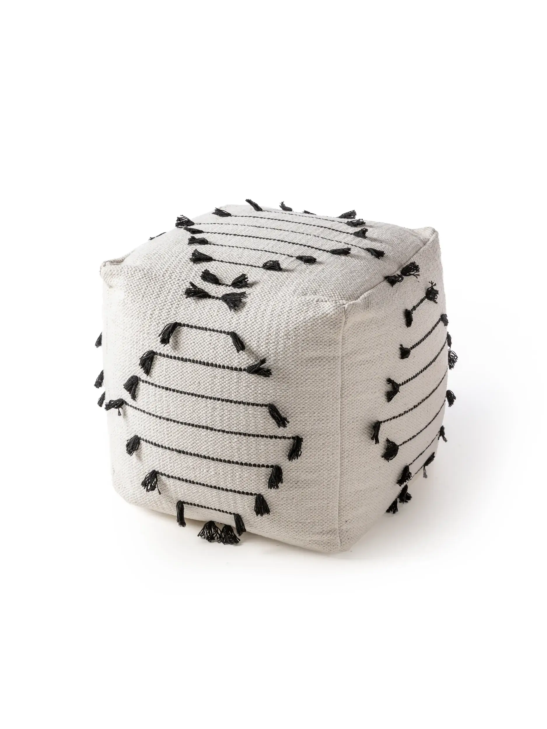 Puf Bo Ivory con diseño de Kilim en 100% Algodón de benuta POP
