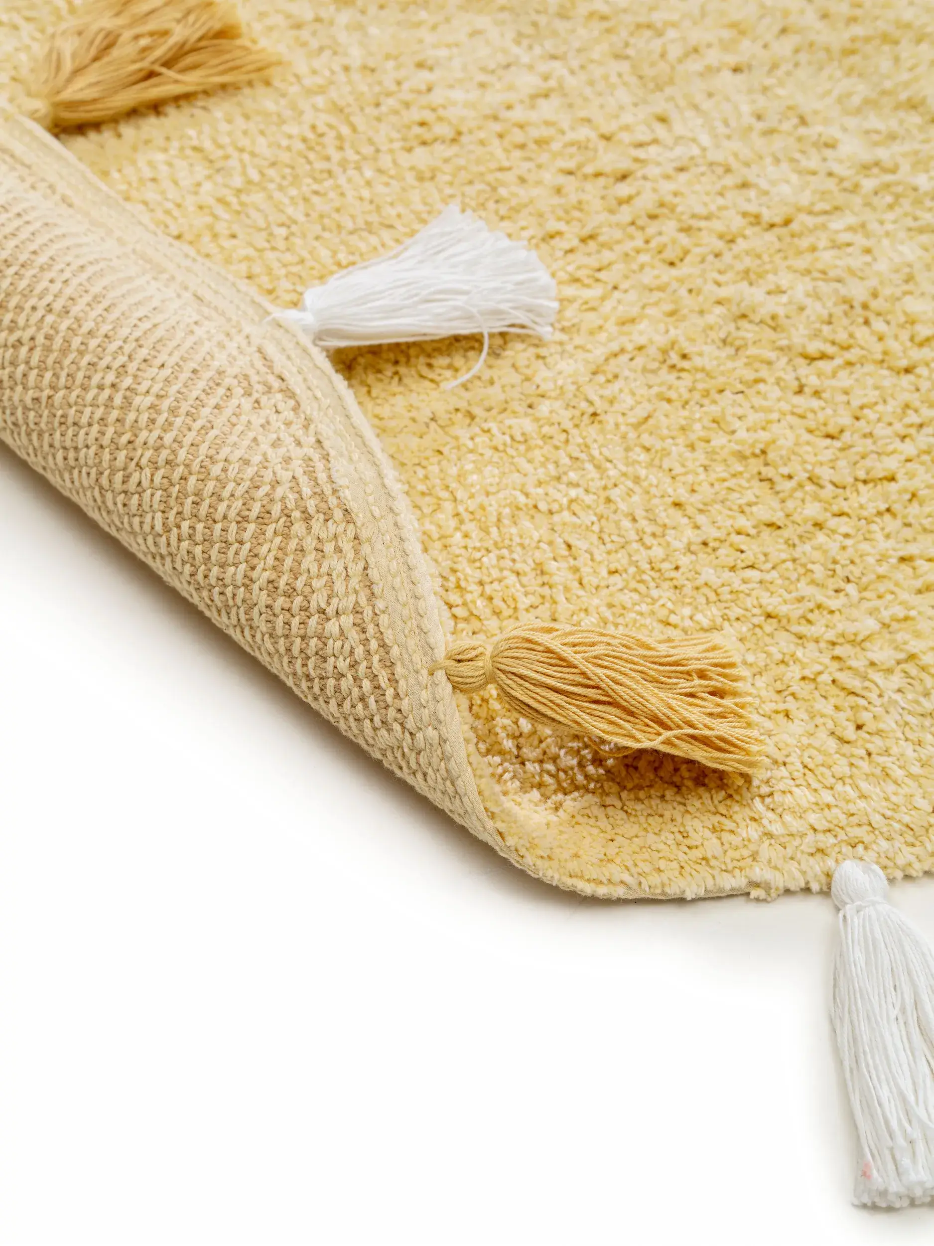 Tapis en 100% Coton en Jaune avec une pile de 100% Coton de hauteur de Lytte