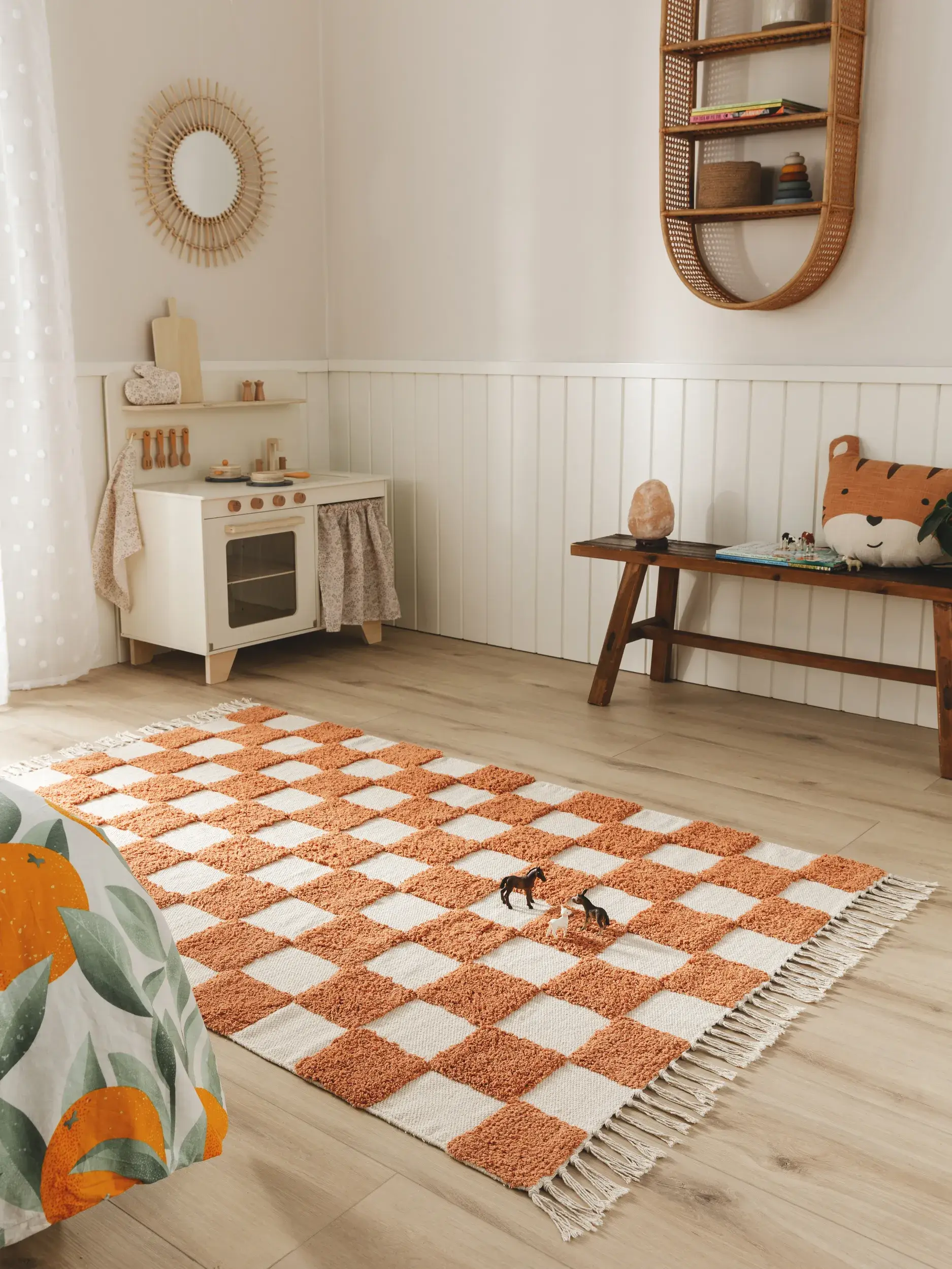 Teppich aus 100% Baumwolle in Rot mit 100% Baumwolle hohem Flor von Lytte