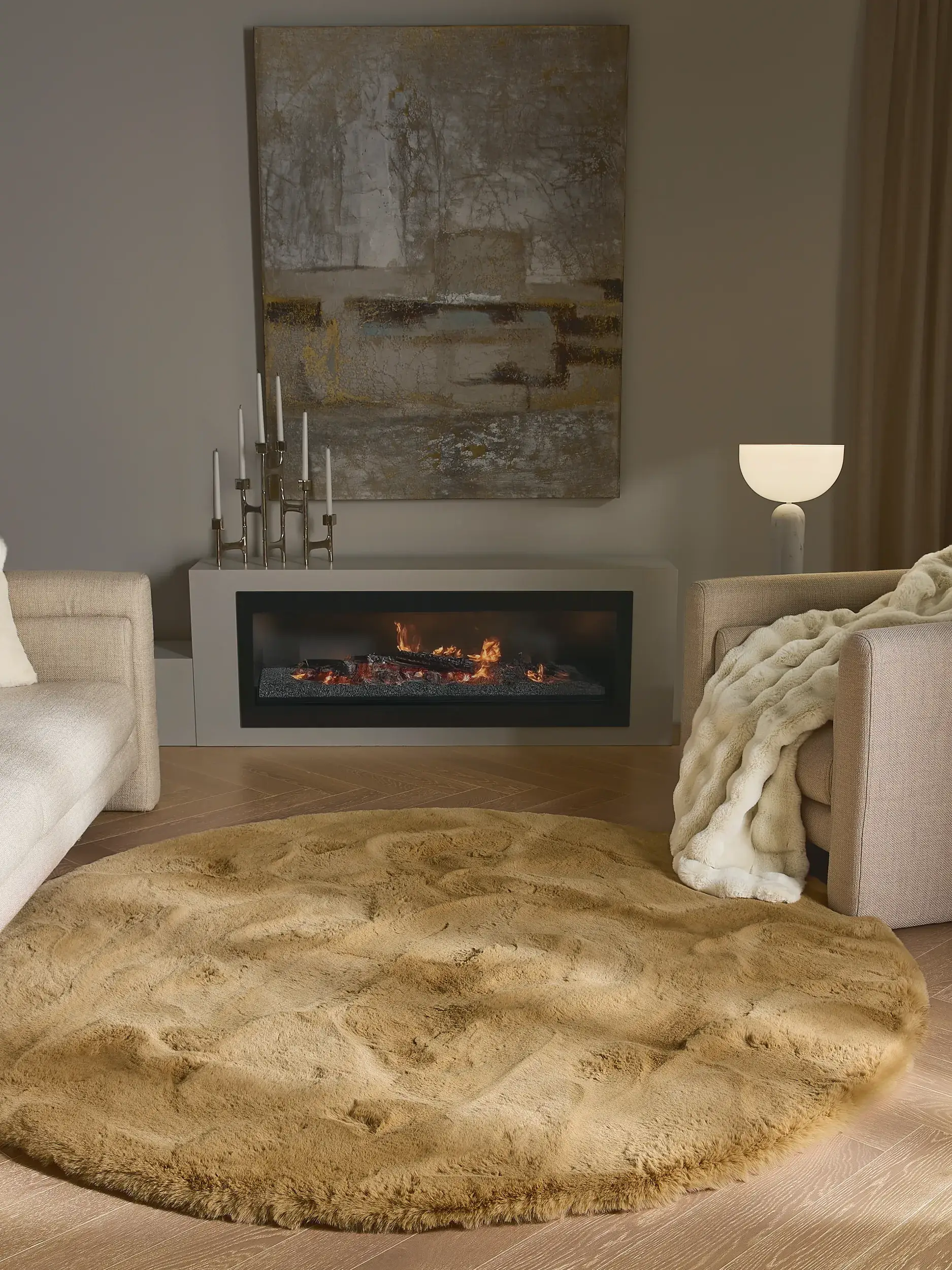 Rug made of 100% Polyester in Brown with a 100% Polyester high pile by benuta Finest