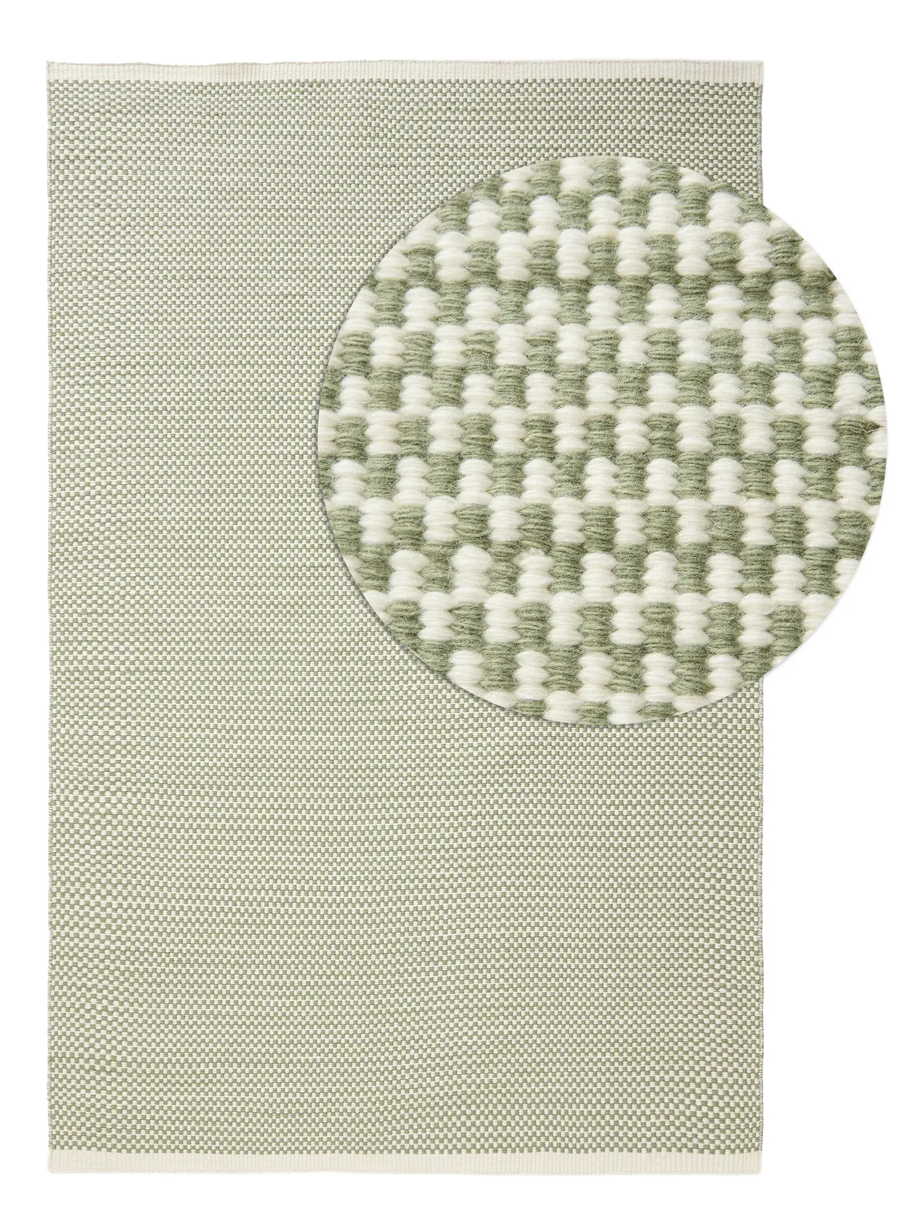 Teppich aus 100% Wolle (aus Neuseeland) in Grün mit 100% Wolle (aus Neuseeland) hohem Flor von benuta Pure