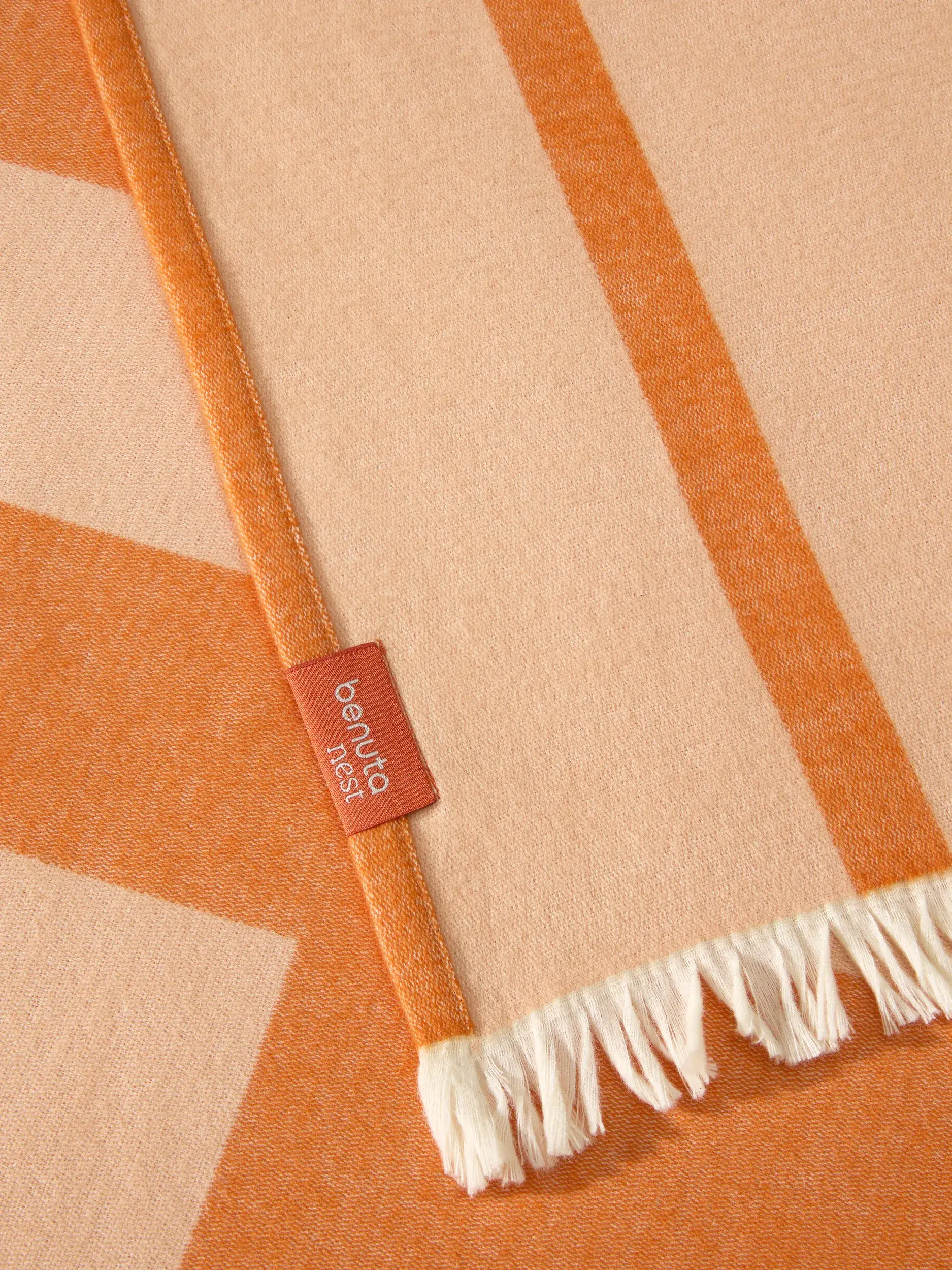 Cotton Blanket Reed Orange by benuta Nest