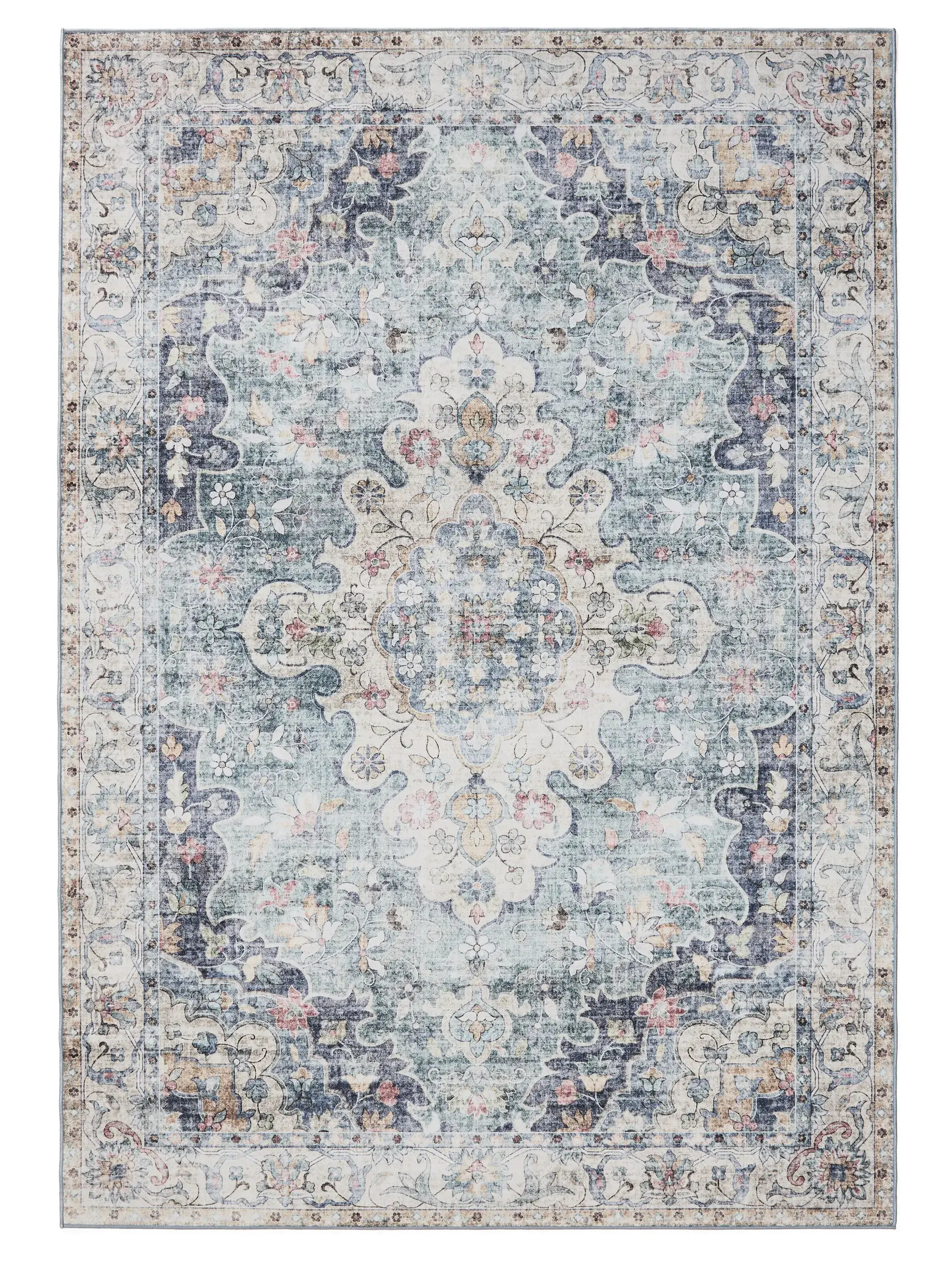 Rug made of 100% Polyester in Blue with a 100% Polyester high pile by benuta Basic