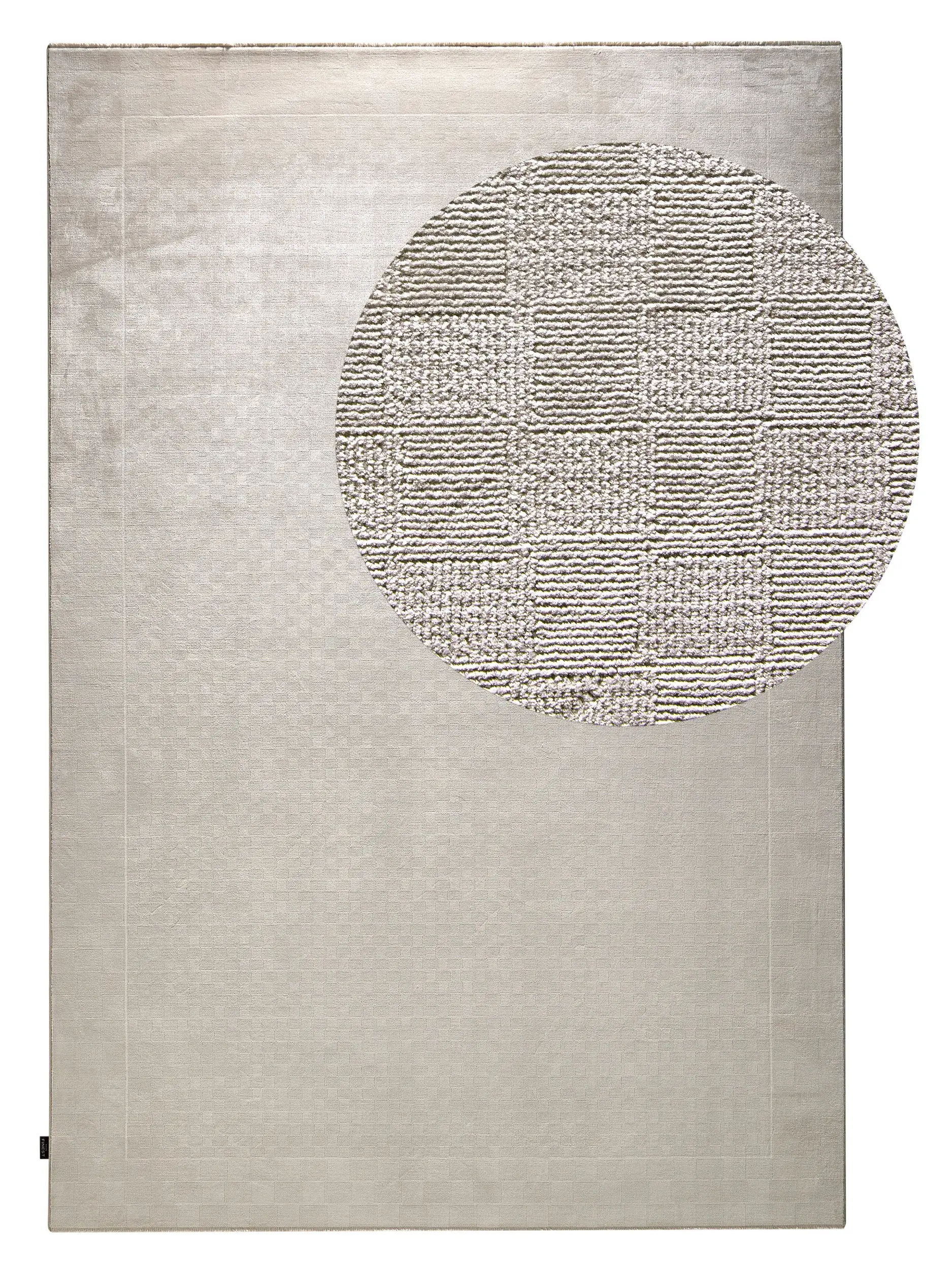 Teppich aus 60% Viskose, 40% Polyacryl (Chenille) in Beige mit 60% Viskose, 40% Polyacryl (Chenille) hohem Flor von benuta Finest