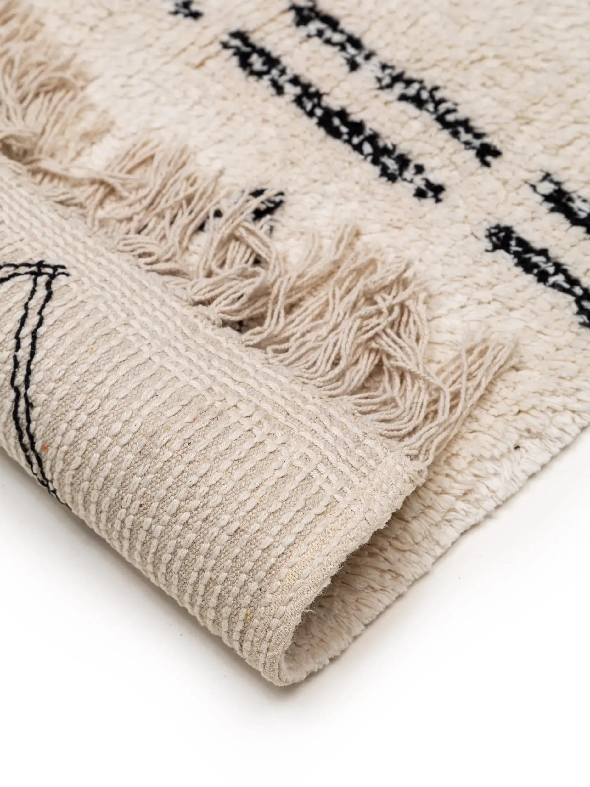 Matta av 100% Bomull i Beige med 100% Bomull hög lugg från benuta nest