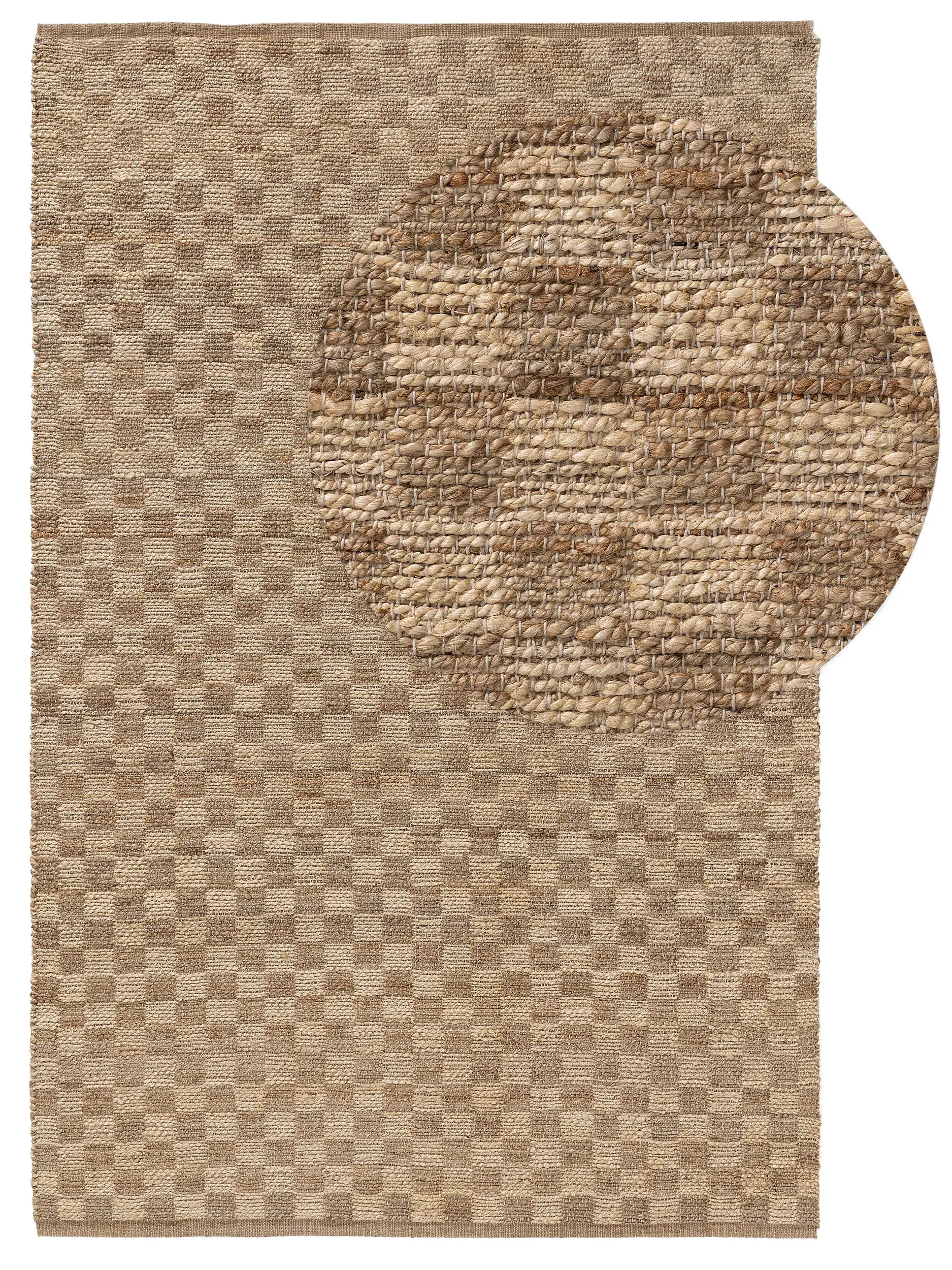 Teppich aus 80% Jute, 20% Baumwolle in Beige mit 80% Jute, 20% Baumwolle hohem Flor von benuta Pure