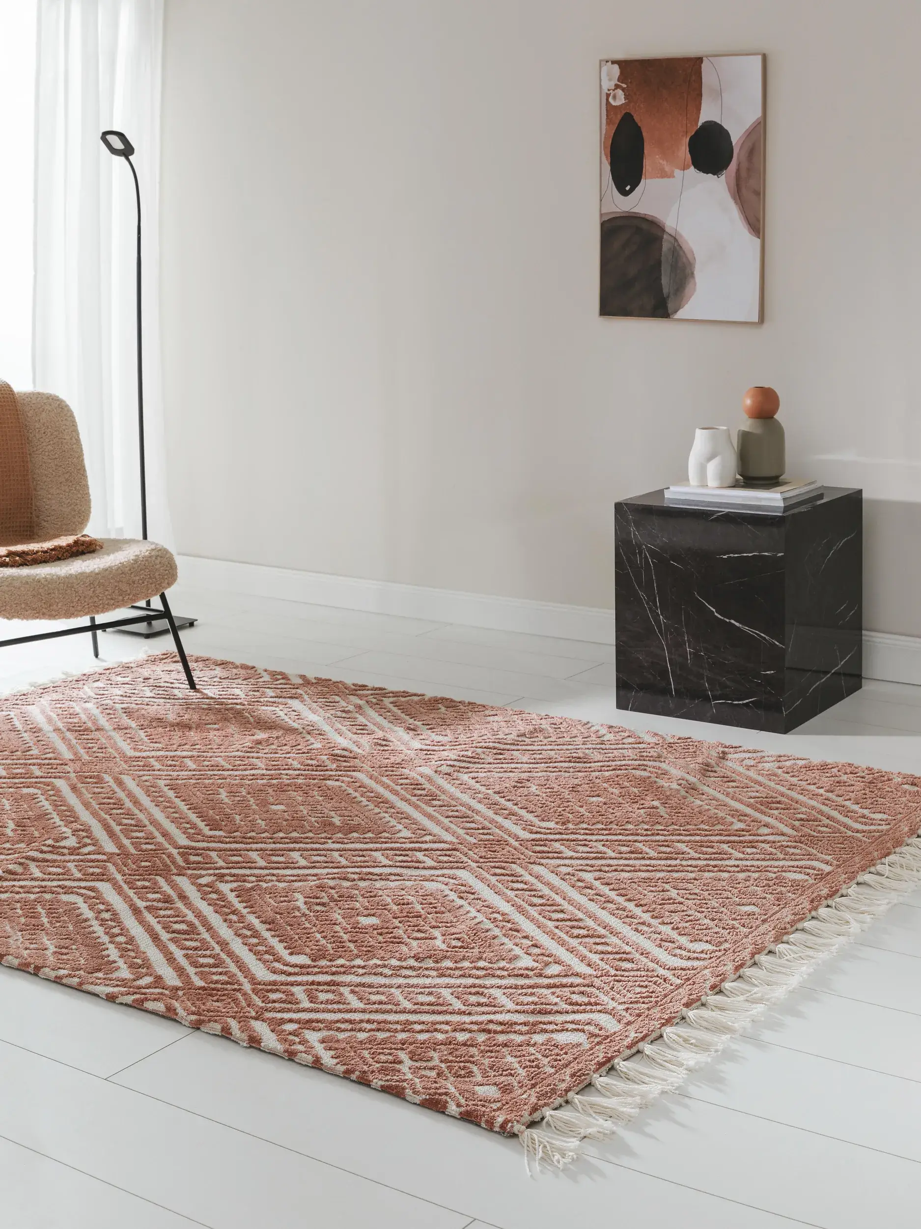 Rug made of 100% Polyester (Microfiber) in Rot with a 100% Polyester (Microfiber) high pile by benuta Nest