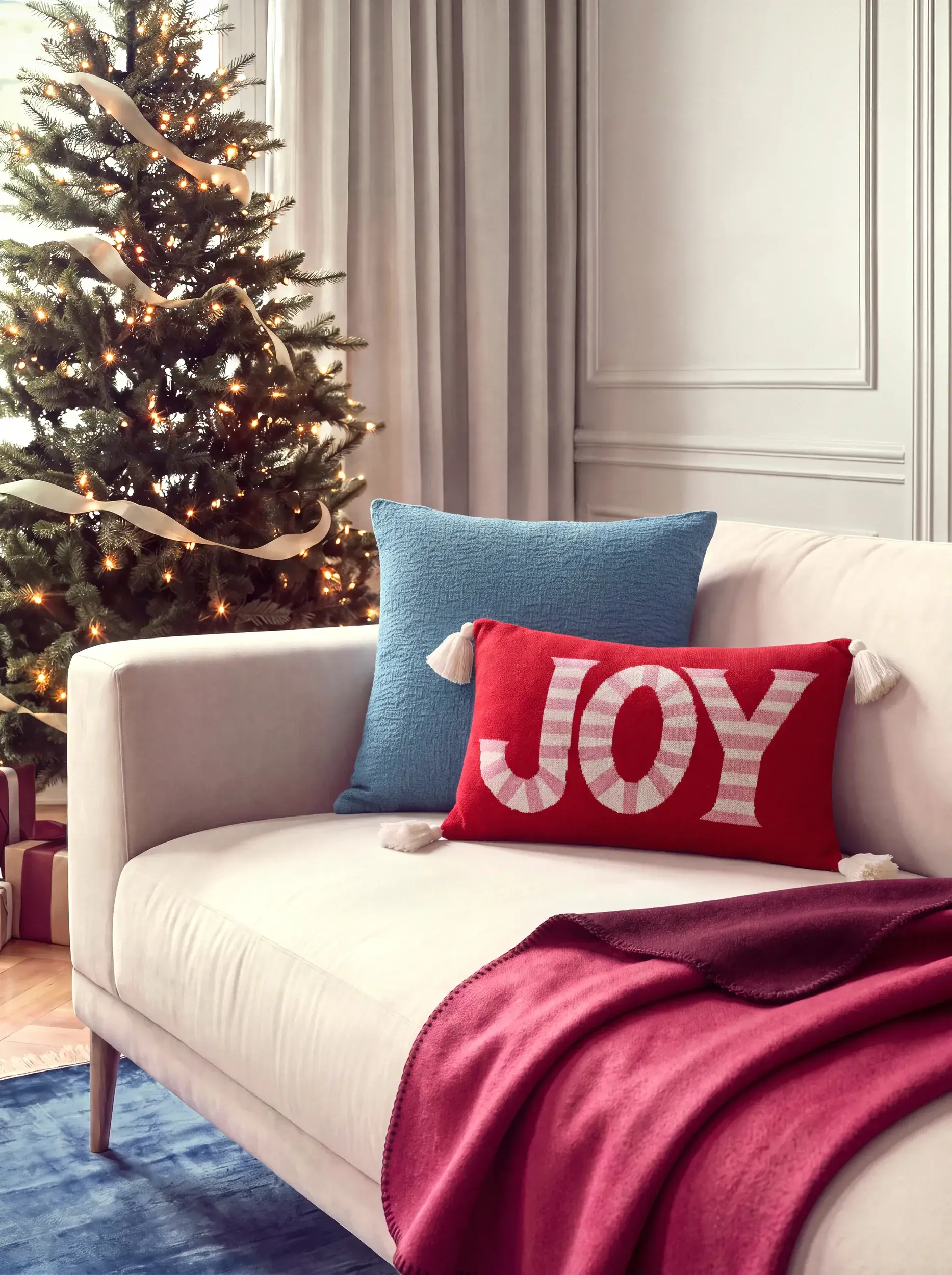 Vánoční polštář Joyful Červená od benuta