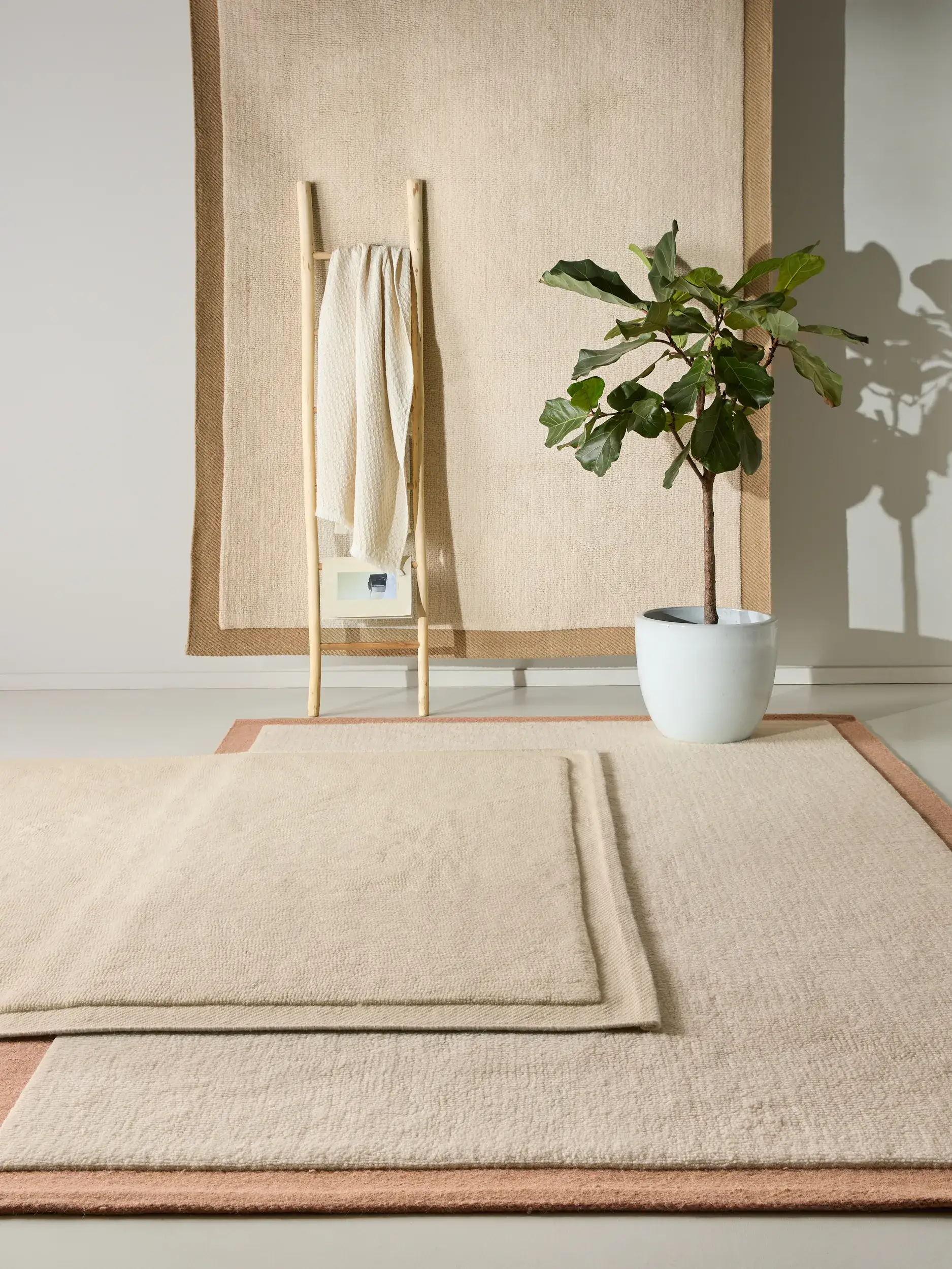 Tapis Franco en 50% Laine, 50% Laine (de Nouvelle-Zélande) en Beige de benuta pure