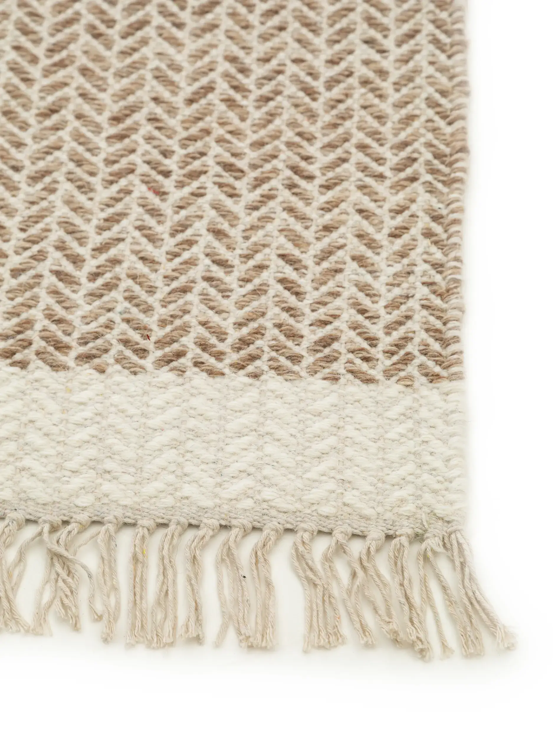 Tappeto di 60% Lana, 40% Cotone in Beige con pelo alto 60% Lana, 40% Cotone da benuta pure