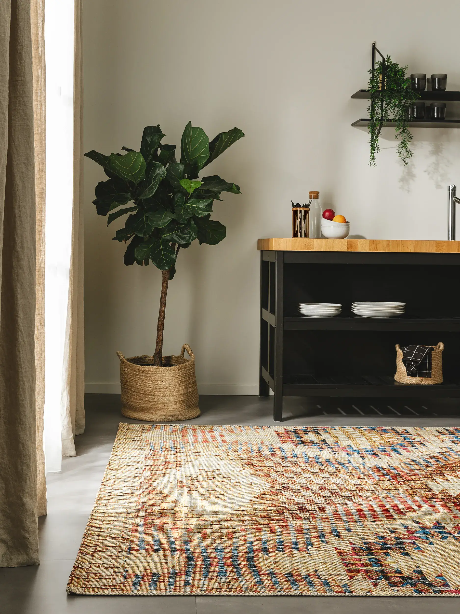 Teppich aus 76% Polypropylen, 24% Polyester in Multicolor mit 76% Polypropylen, 24% Polyester hohem Flor von benuta Nest