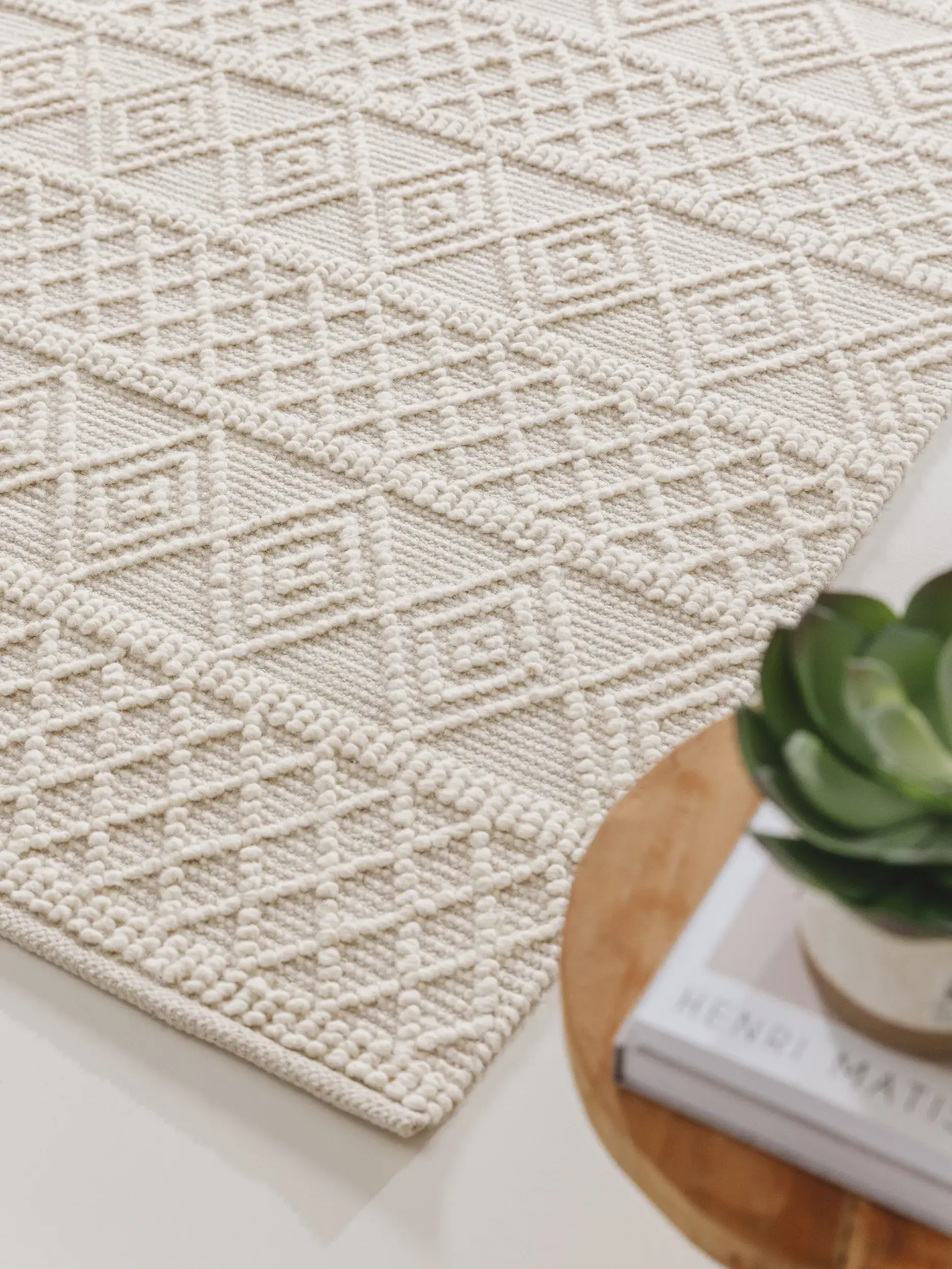 Tapijt van 55% Katoen, 45% Wol in Beige met een 55% Katoen, 45% Wol hoge pool van benuta pure