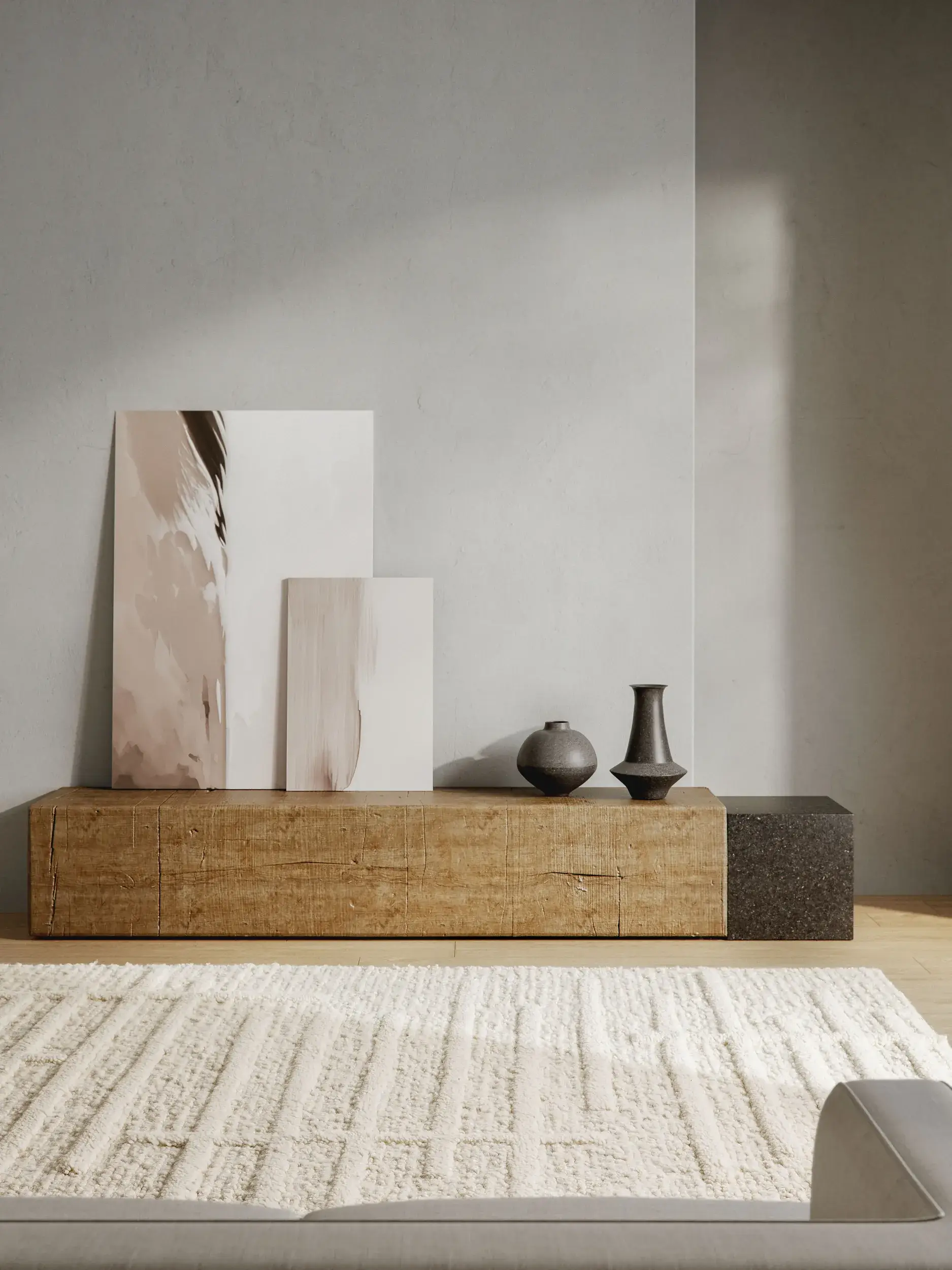 Teppich aus 90% Wolle, 10% Baumwolle in Beige mit 90% Wolle, 10% Baumwolle hohem Flor von benuta Finest