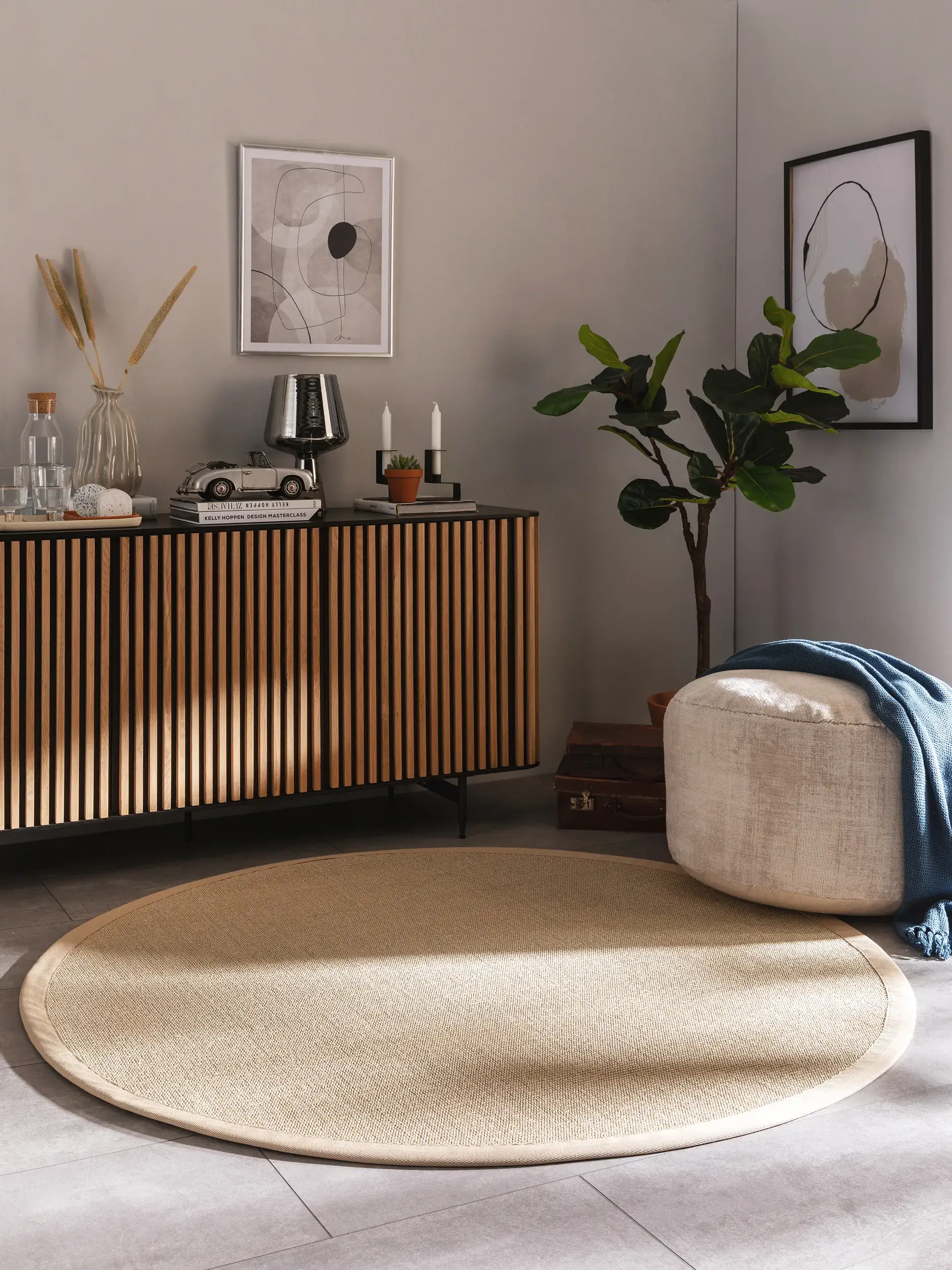 Teppich aus 100% Sisal in Beige mit 100% Sisal hohem Flor von benuta Nest