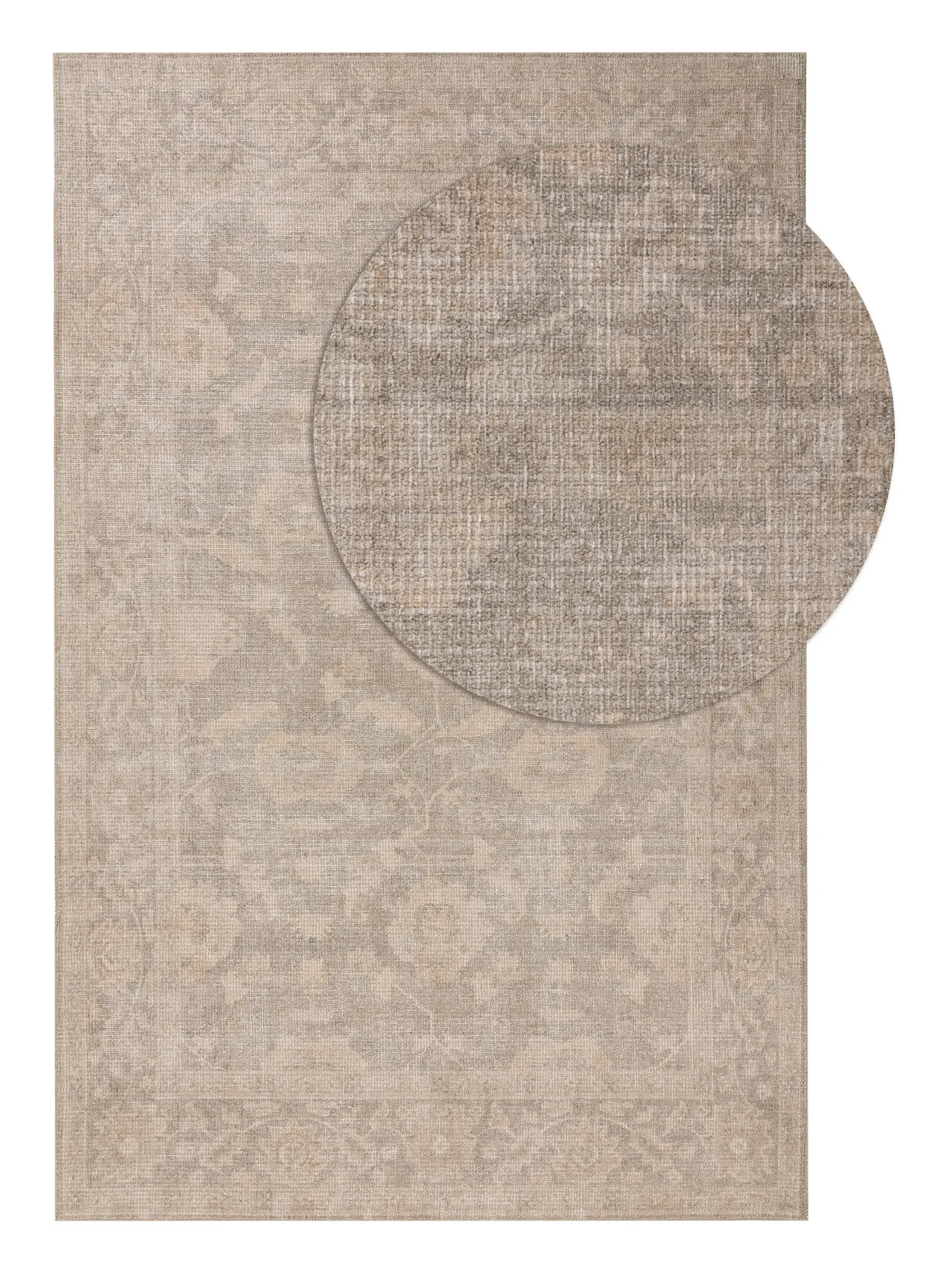Teppich aus 50% Polyester, 50% Polycotton in Beige mit 50% Polyester, 50% Polycotton hohem Flor von benuta Nest
