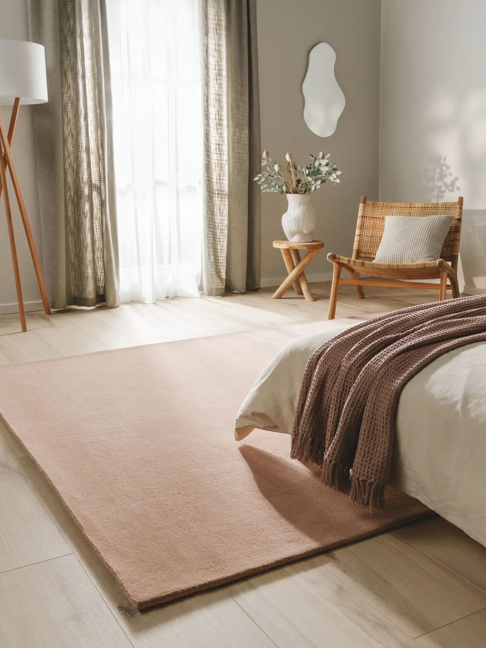Teppich aus 100% Wolle in Rosa mit 100% Wolle hohem Flor von benuta Nest