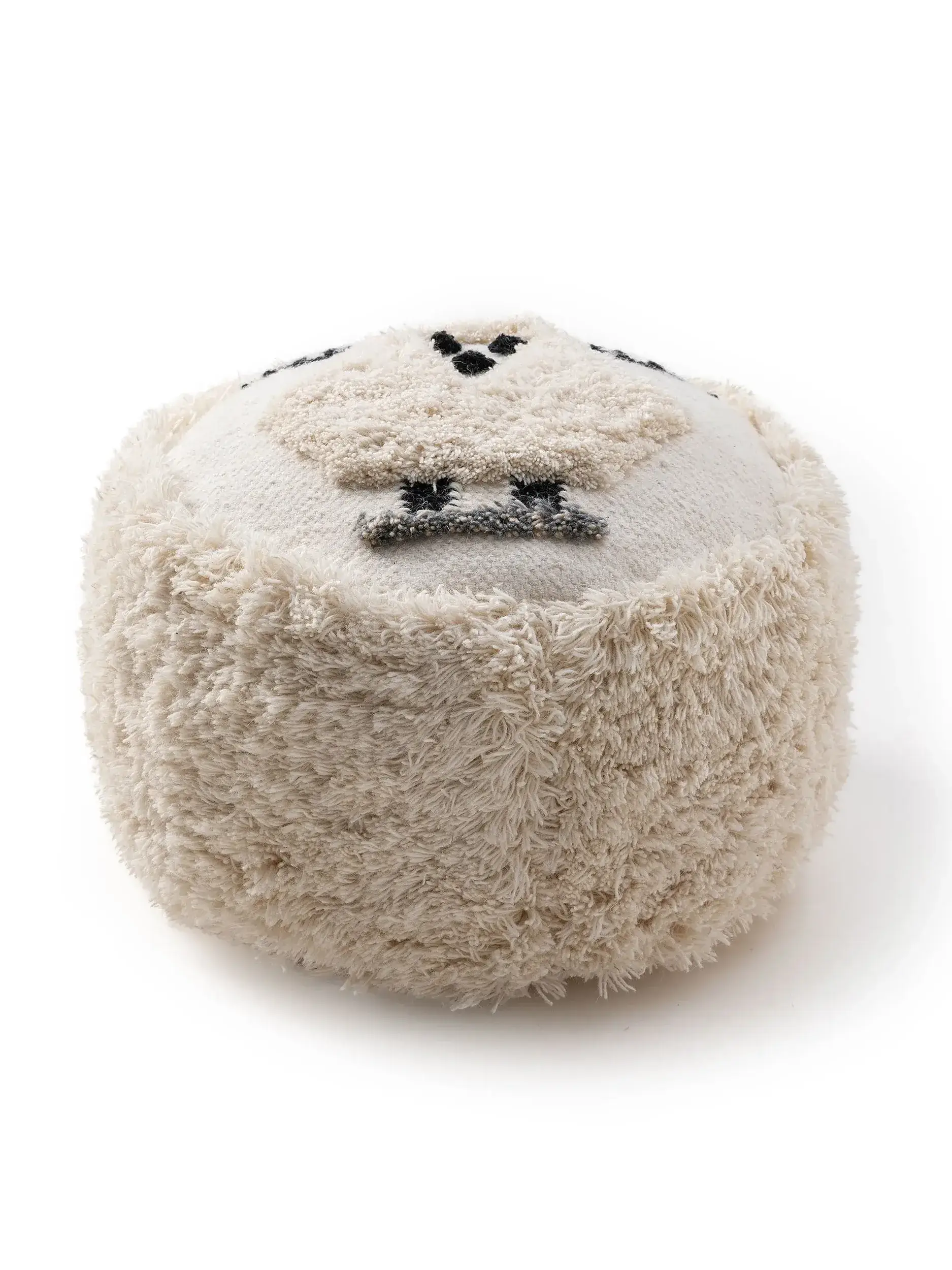 Poef Shawn Ivory in Dierdesign-ontwerp van 80% Wool, 20% Polyester door Lytte