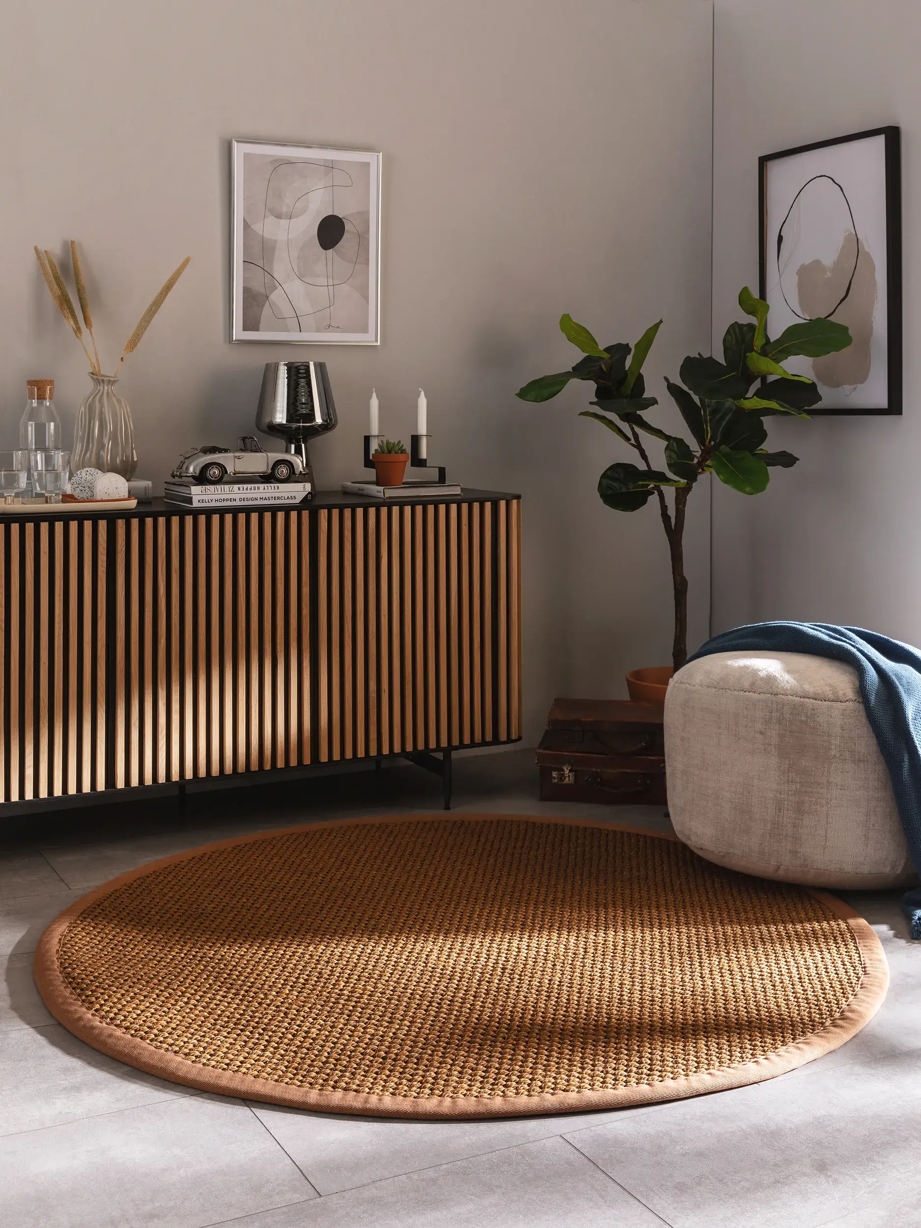 Teppich aus 100% Sisal in Braun mit 100% Sisal hohem Flor von benuta Pure
