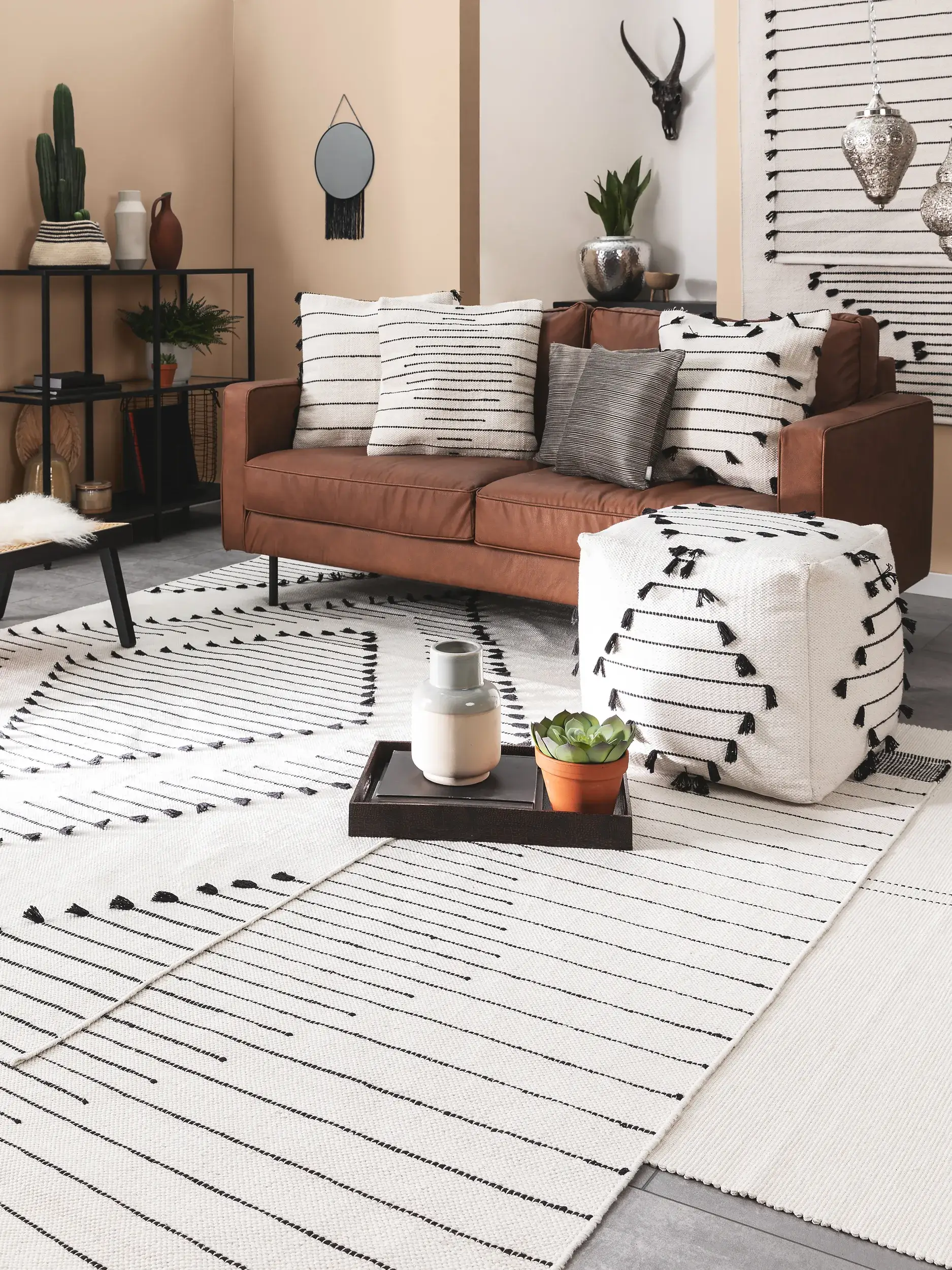 Kissenbezug Bo Ivory im Design Geometrisch aus 100% Baumwolle von benuta Pop