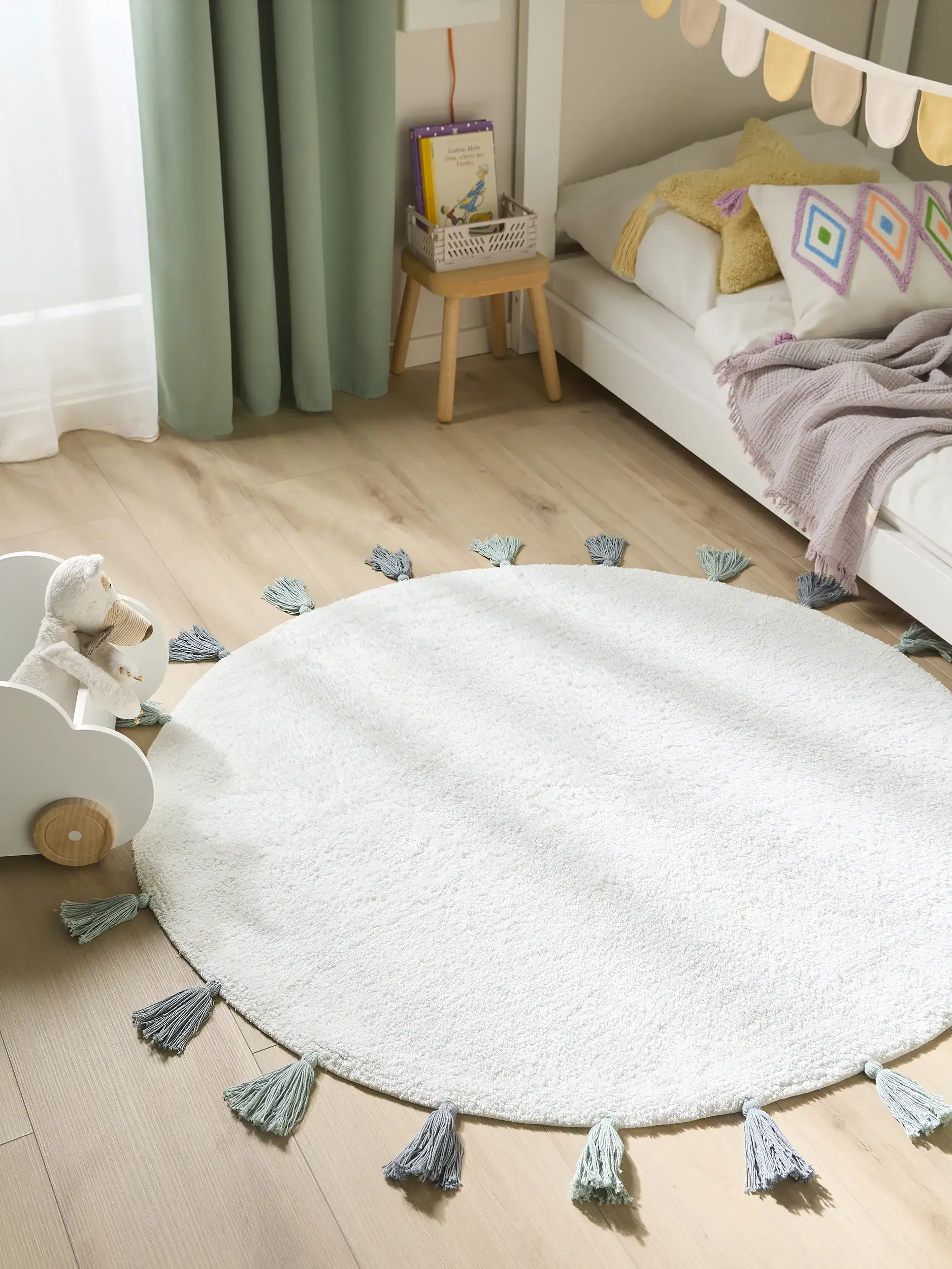 Tappeto di 100% Cotone in Bianco con pelo alto 100% Cotone da Lytte