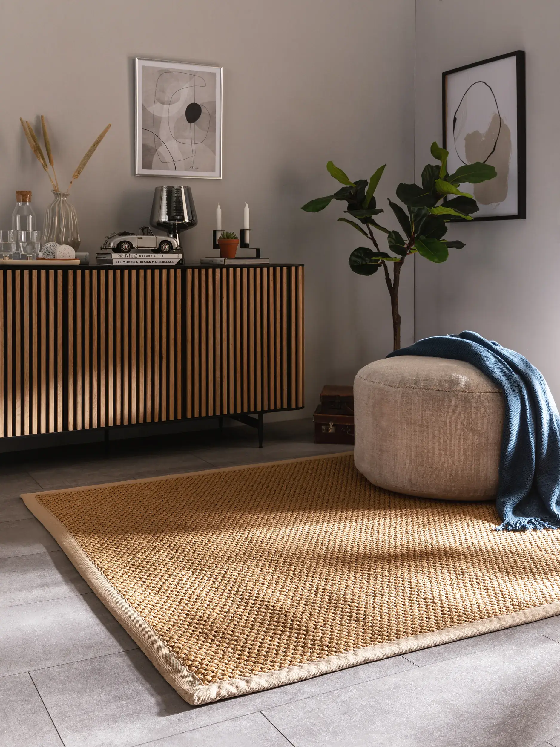 Teppich aus 100% Sisal in Beige mit 100% Sisal hohem Flor von benuta Pure