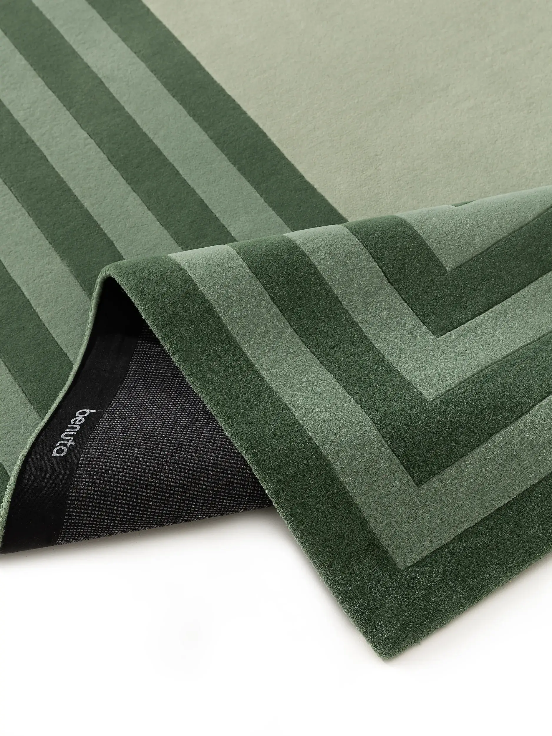 Tapis en 100% Laine en Vert avec une pile de 100% Laine de hauteur de benuta Finest
