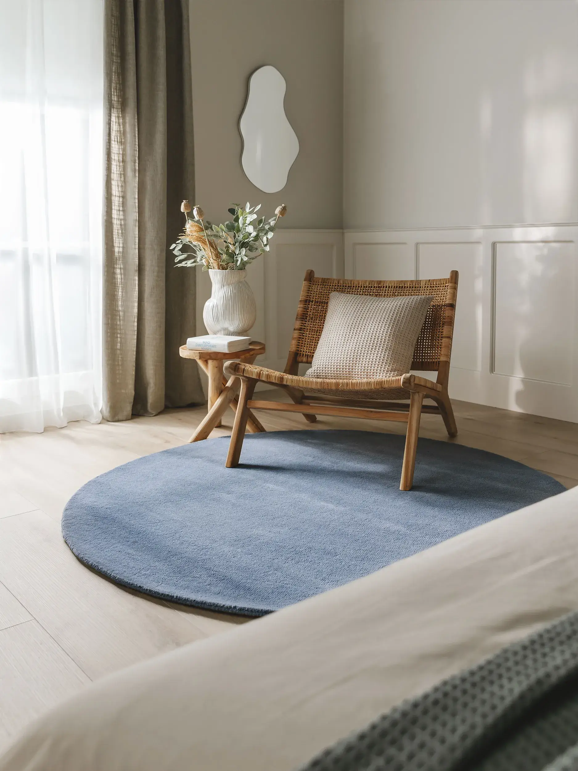 Teppich aus 100% Wolle in Blau mit 100% Wolle hohem Flor von benuta Nest