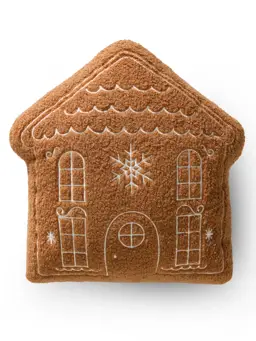 Kerstkussen Gingerbread House Bruin