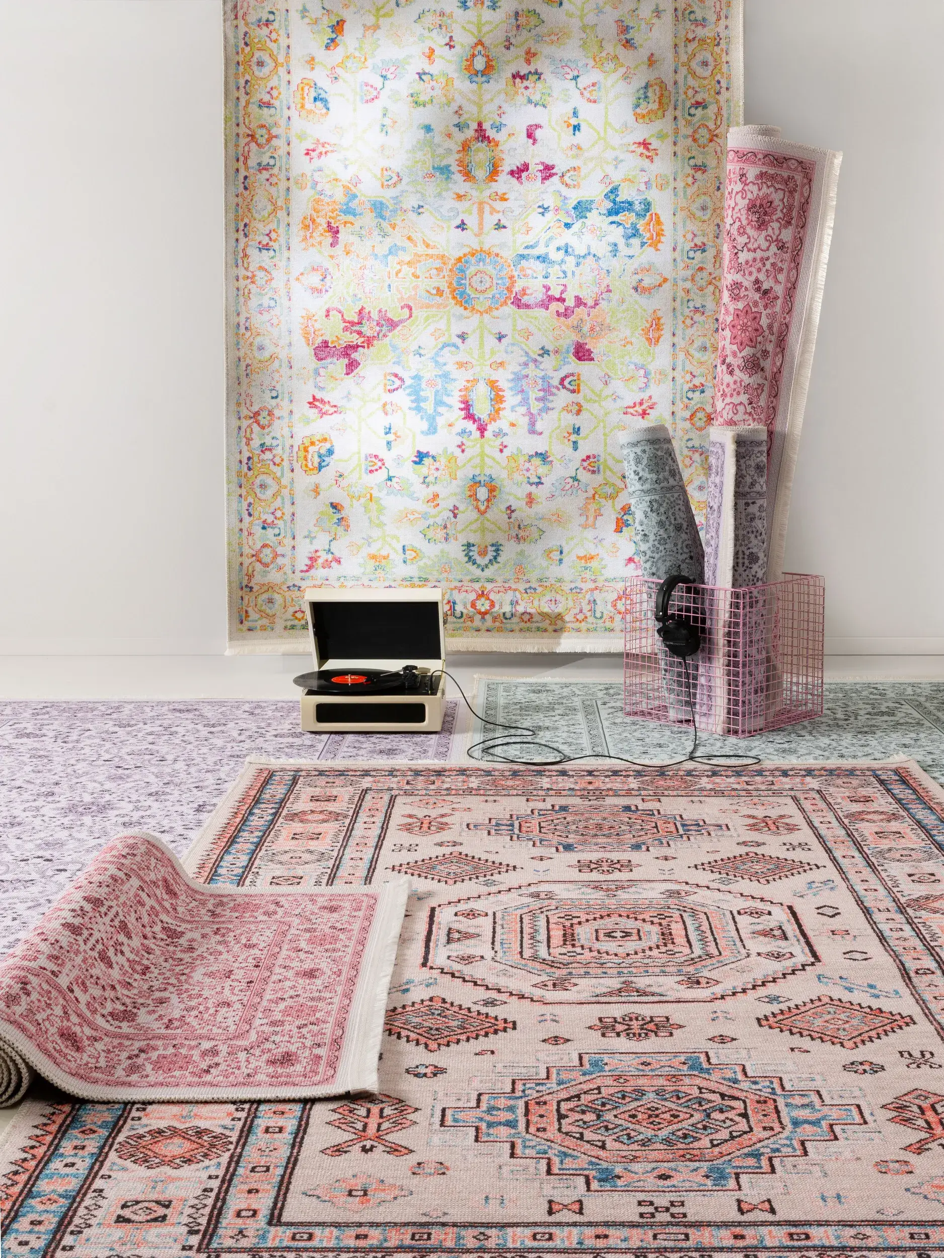 Teppich aus 70% Polyester, 30% Baumwolle in Multicolor mit 70% Polyester, 30% Baumwolle hohem Flor von benuta Pop