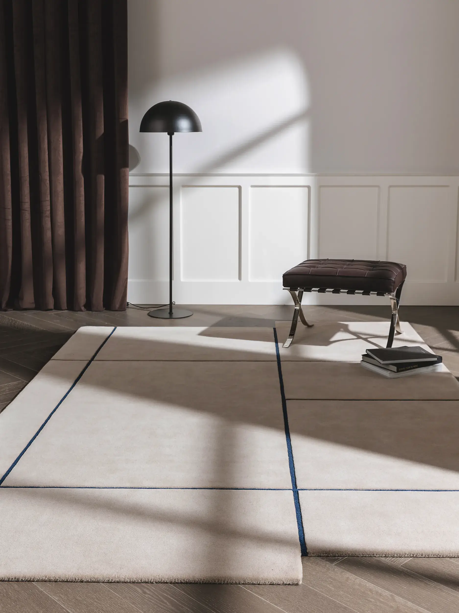 Teppich aus 100% Wolle in Beige mit 100% Wolle hohem Flor von benuta Finest