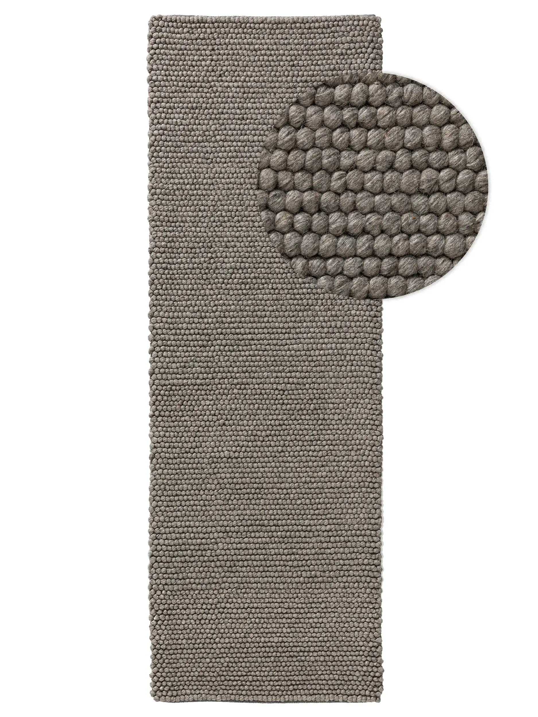 Teppich aus 70% Wolle, 30% Polyester in Grau mit 70% Wolle, 30% Polyester hohem Flor von benuta Pure