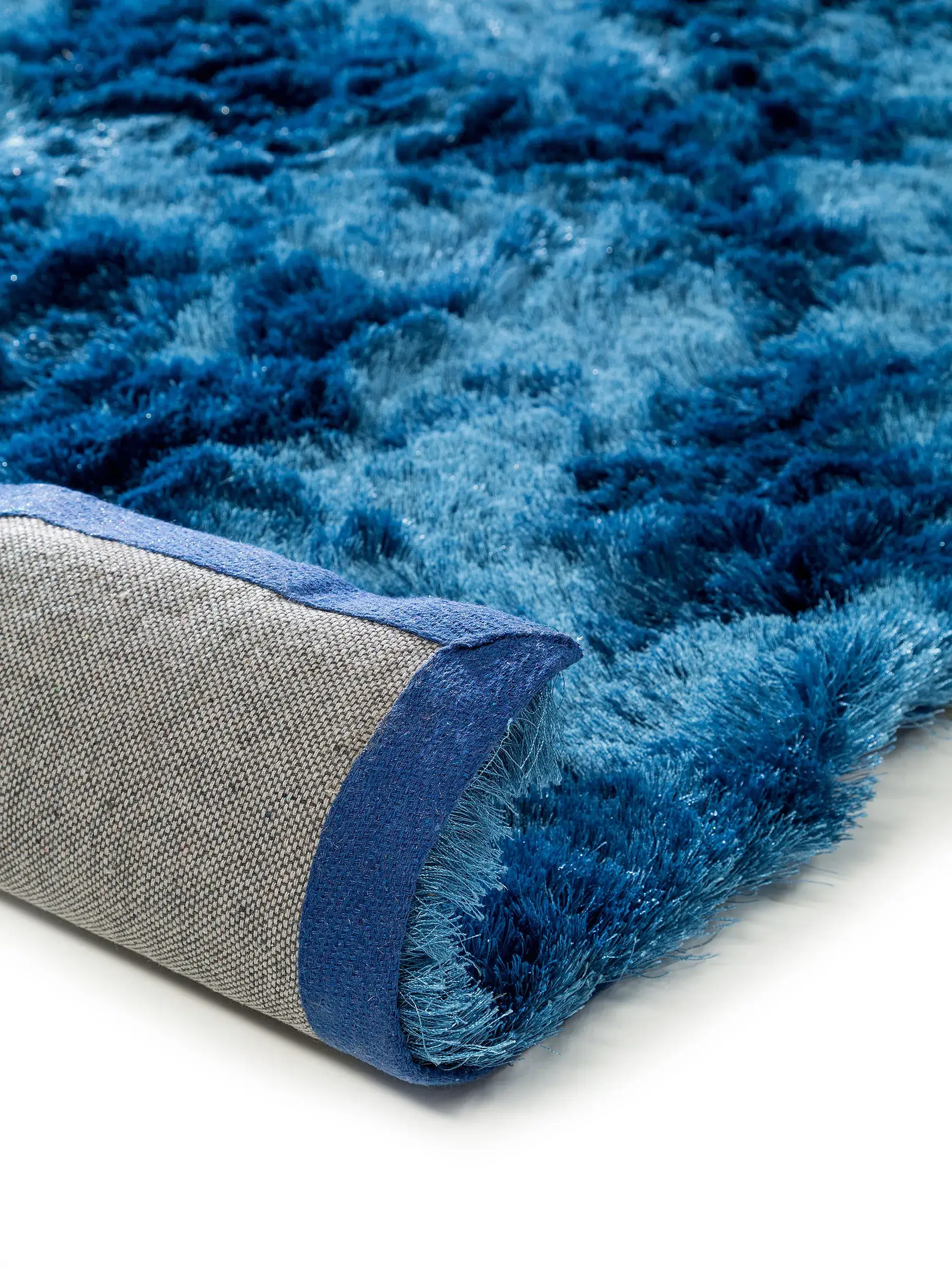 Teppich aus 100% Polyester in Blau mit 100% Polyester hohem Flor von benuta Nest