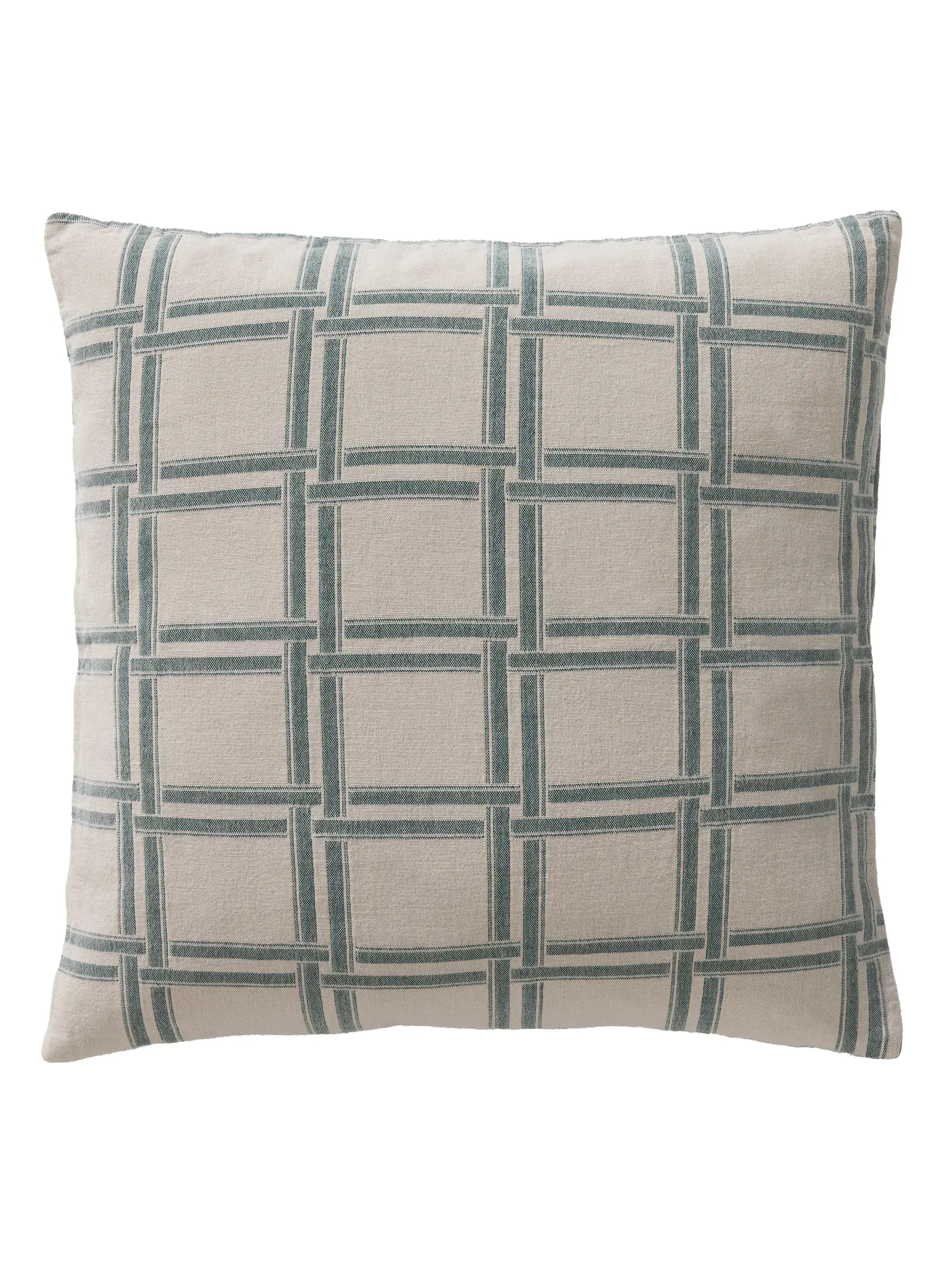Cushion Cover Dario Cream/Green in Geometric design made of 100% Cotton by benuta Nest