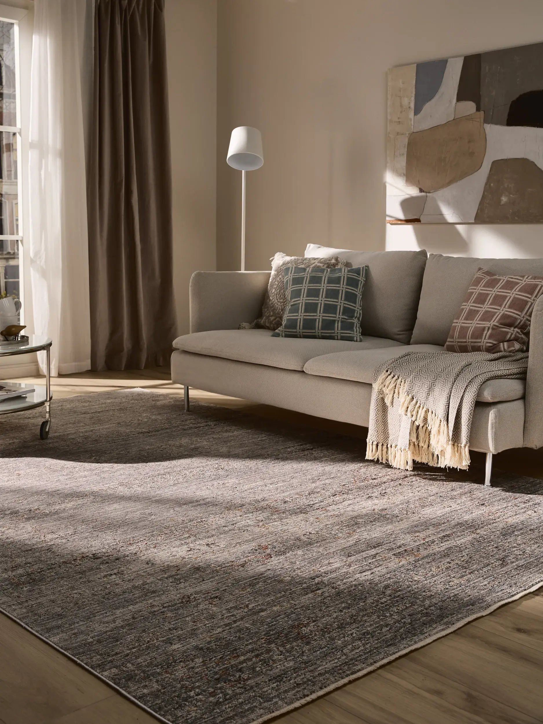 Rug made of 100% Polyester in Grey with a 100% Polyester high pile by benuta Nest