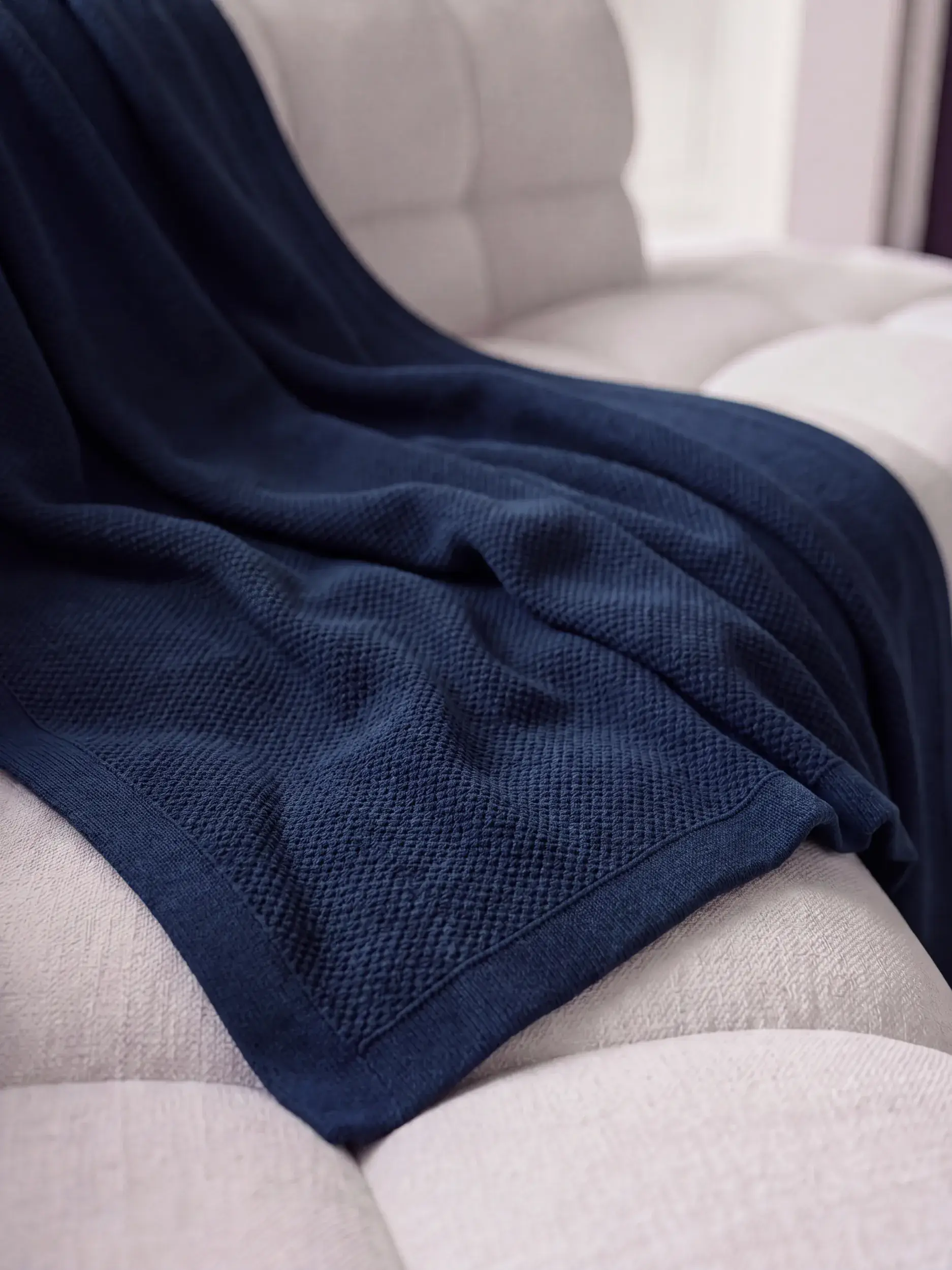 Katoenen deken Helma Blauw van benuta Pure