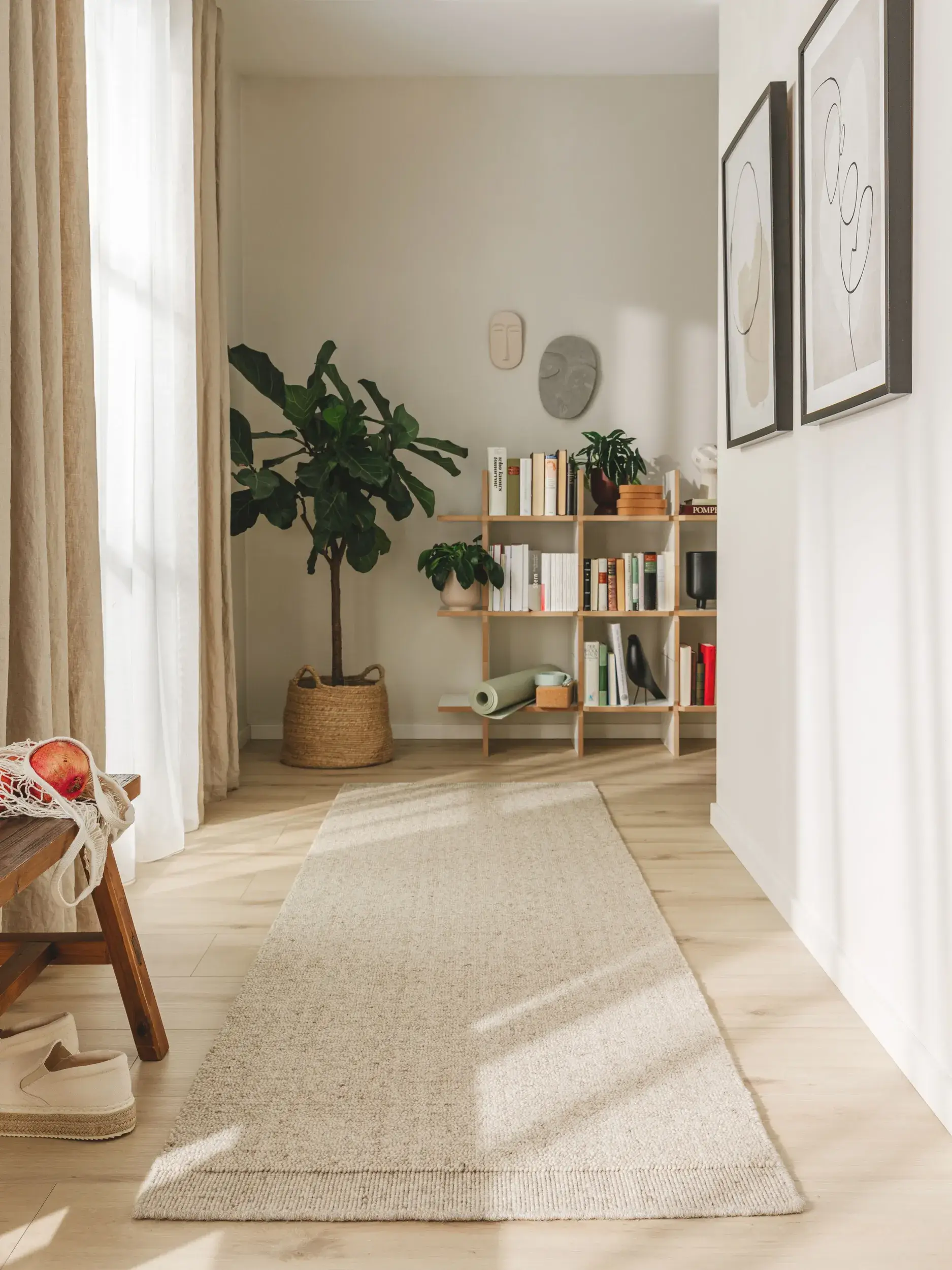 Teppich aus 80% Wolle, 20% Baumwolle in Beige mit 80% Wolle, 20% Baumwolle hohem Flor von benuta Pure