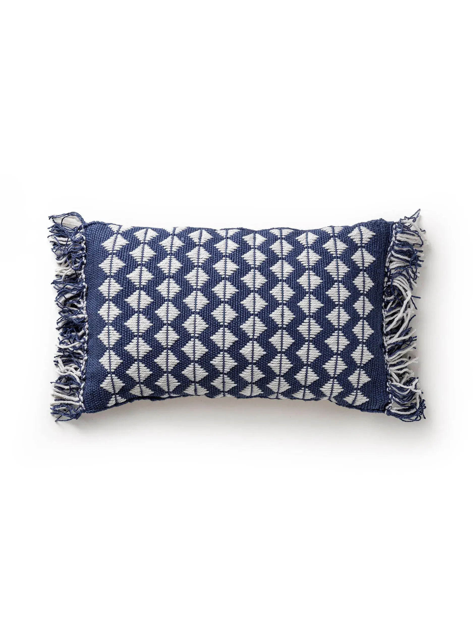 In- & Outdoor Kissen Morty Dunkelblau in Geometrisch design made of 100% Polyester (recycled PET) by benuta Pure