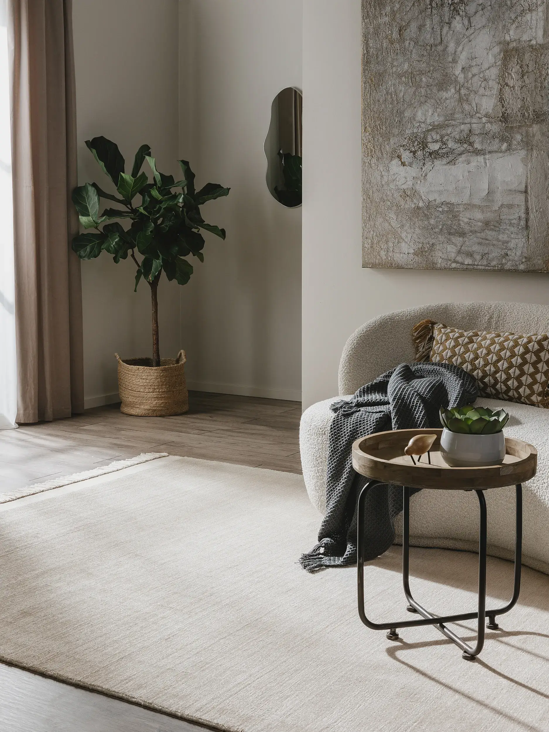 Tappeto realizzato con materiale riciclato Jade Crema di 