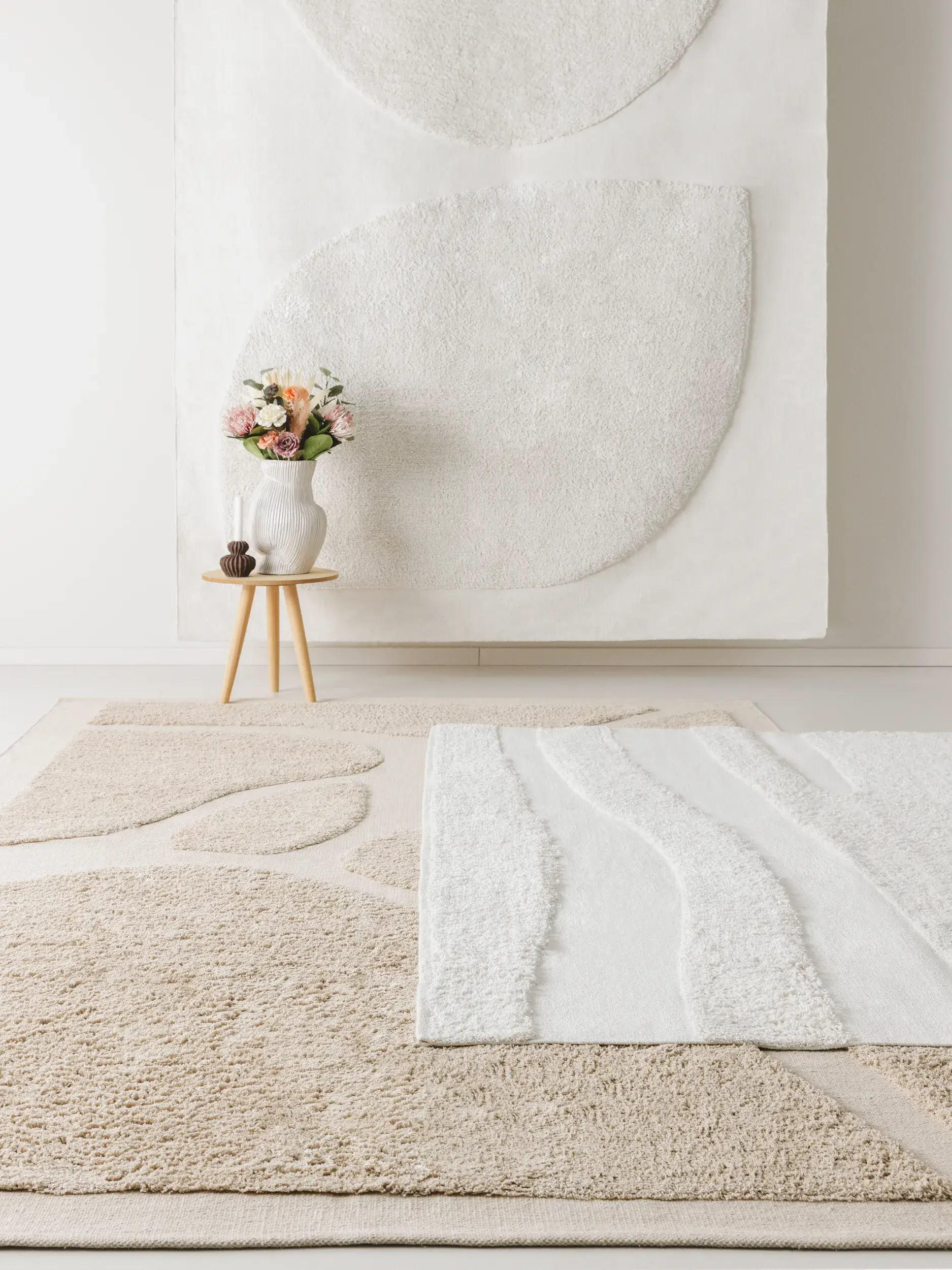 Teppich aus 100% Bio Baumwolle in Beige mit 100% Bio Baumwolle hohem Flor von benuta Pop