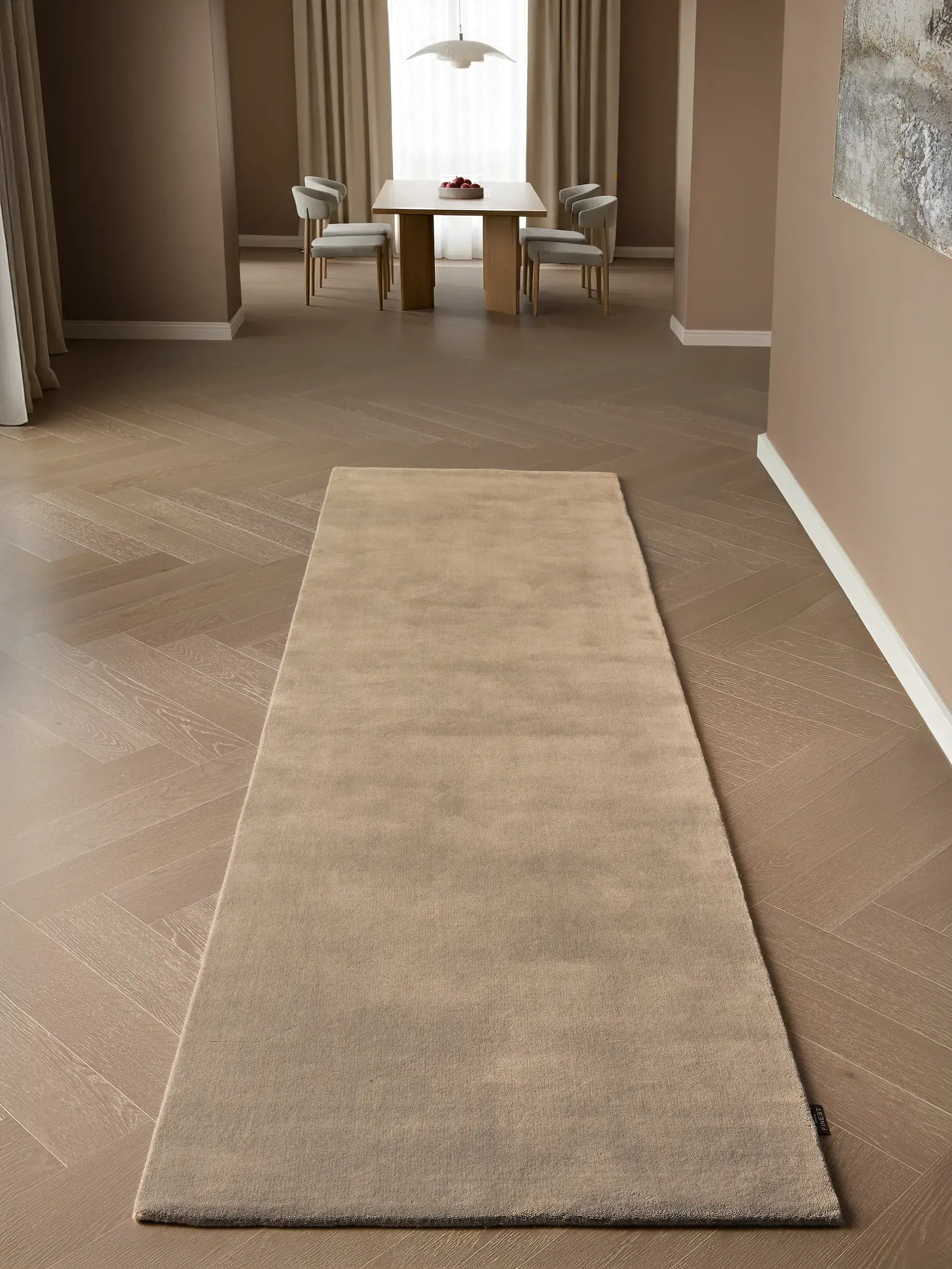 Teppich Mono aus 100% Wolle (aus Neuseeland) in Beige von benuta Finest