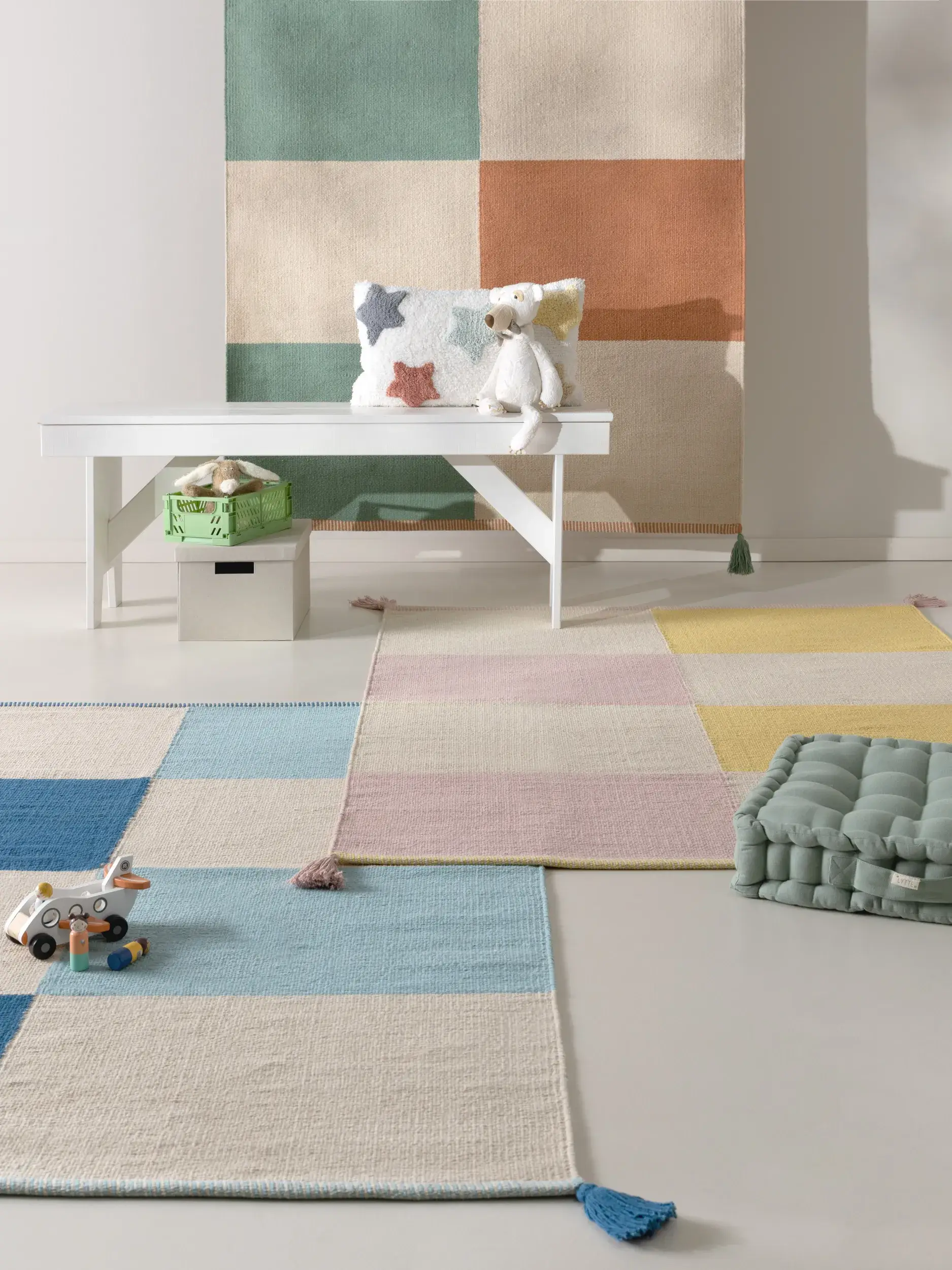 Teppich aus 100% Baumwolle in Multicolor mit 100% Baumwolle hohem Flor von Lytte